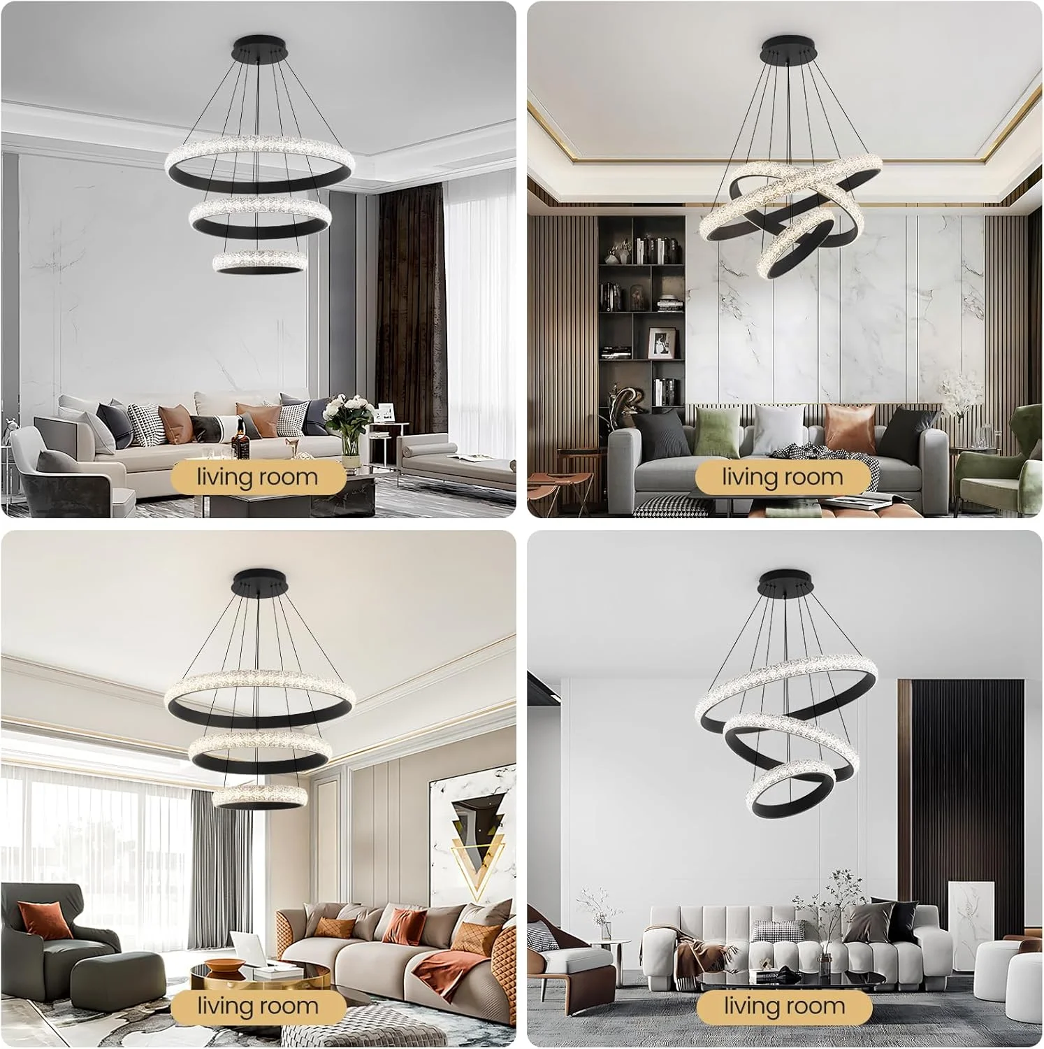 لوستر مدرن 3 حلقه ای LED یاتای 102 وات، دیمر دار با ریموت کنترل، ارتفاع قابل تنظیم، نور سقفی آکریلیک مشکی 3000K-6000K برای اتاق نشیمن، اتاق خواب، کتابخانه و اتاق طراحی لوستر مدرن 3 حلقه ای LED یاتای 102 وات، دیمر دار با ریموت کنترل، ارتفاع قابل تنظیم، نور سقفی آکریلیک مشکی 3000K-6000K برای اتاق نشیمن، اتاق خواب، کتابخانه و اتاق طراحی
