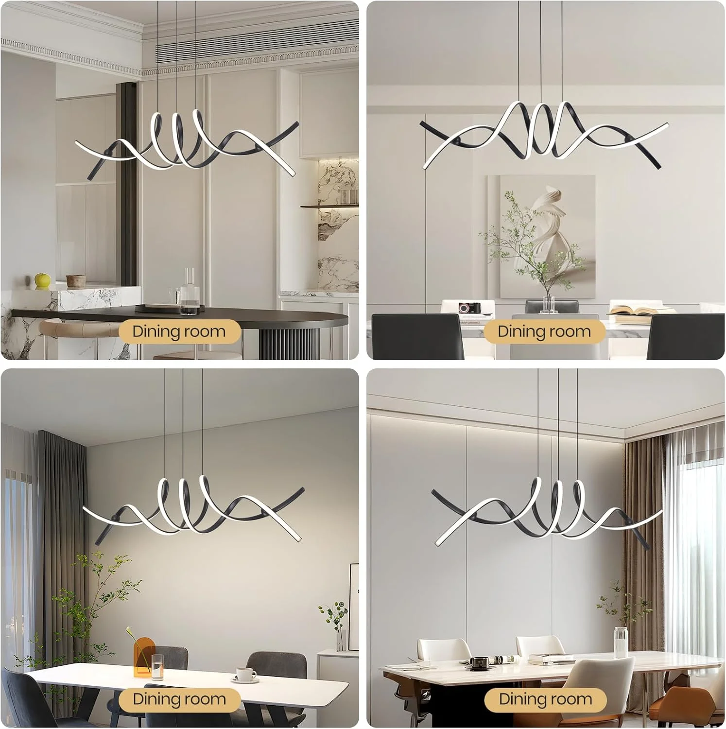 لوستر مدرن ال ای دی خطی و موجی YATAI، ارتفاع قابل تنظیم 97 سانتی متر، 36 وات با قابلیت تنظیم 3 رنگ (3000K-6000K) به همراه کنترل از راه دور برای اتاق ناهارخوری، جزیره آشپزخانه و اتاق نشیمن