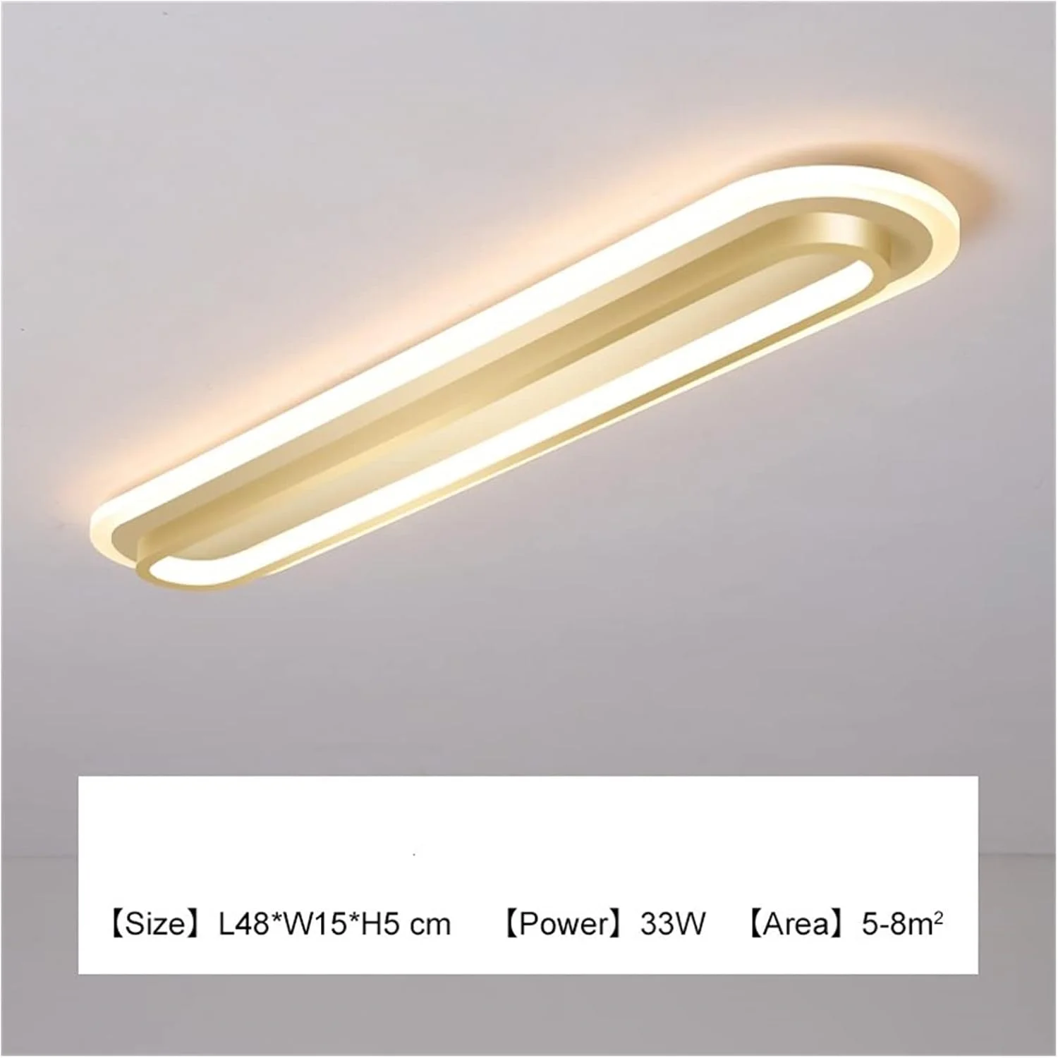 لوستر ال ای دی مدرن، چراغ سقفی ال ای دی مدرن آلومینیومی طلایی مناسب اتاق خواب، راهرو، بالکن و اتاق نشیمن، نورپردازی مدرن ال ای دی، نور سفید گرم - L48cm لوستر ال ای دی مدرن، چراغ سقفی ال ای دی مدرن آلومینیومی طلایی مناسب اتاق خواب، راهرو، بالکن و اتاق نشیمن، نورپردازی مدرن ال ای دی، نور سفید گرم - L48cm