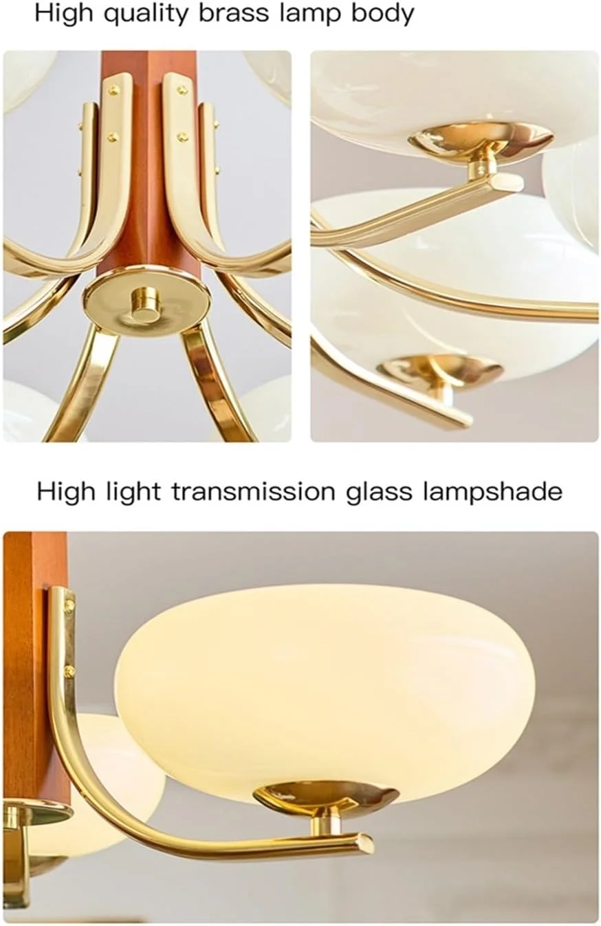 لوستر شیشه ای مسی برای اتاق نشیمن، ناهارخوری، اتاق خواب، خانه، مدرن طلایی آویز چراغ LED، دکور مدرن، Tt7-0، یک رنگ - 3 سر