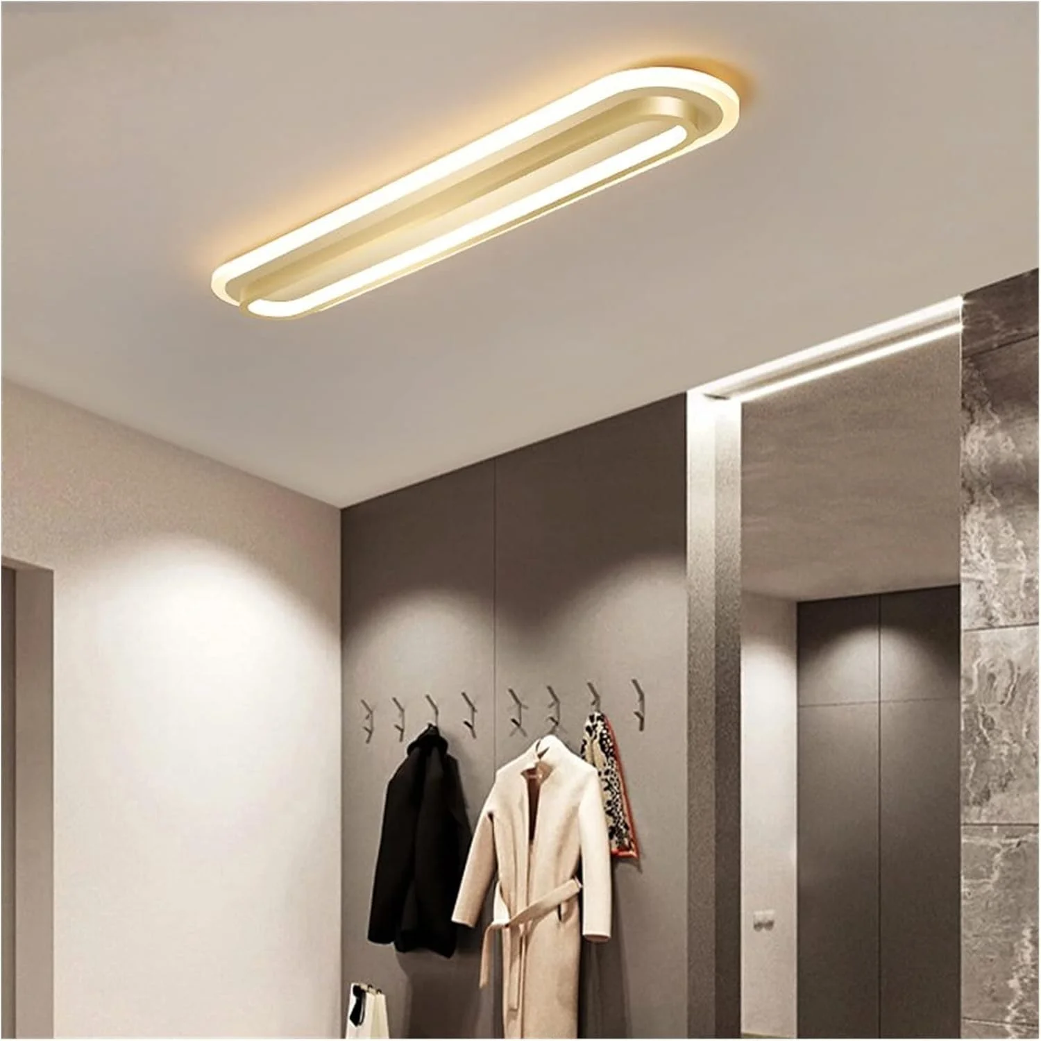 لوستر ال ای دی مدرن، چراغ سقفی ال ای دی مدرن آلومینیومی طلایی مناسب اتاق خواب، راهرو، بالکن و اتاق نشیمن، نورپردازی مدرن ال ای دی، نور سفید گرم - L48cm لوستر ال ای دی مدرن، چراغ سقفی ال ای دی مدرن آلومینیومی طلایی مناسب اتاق خواب، راهرو، بالکن و اتاق نشیمن، نورپردازی مدرن ال ای دی، نور سفید گرم - L48cm