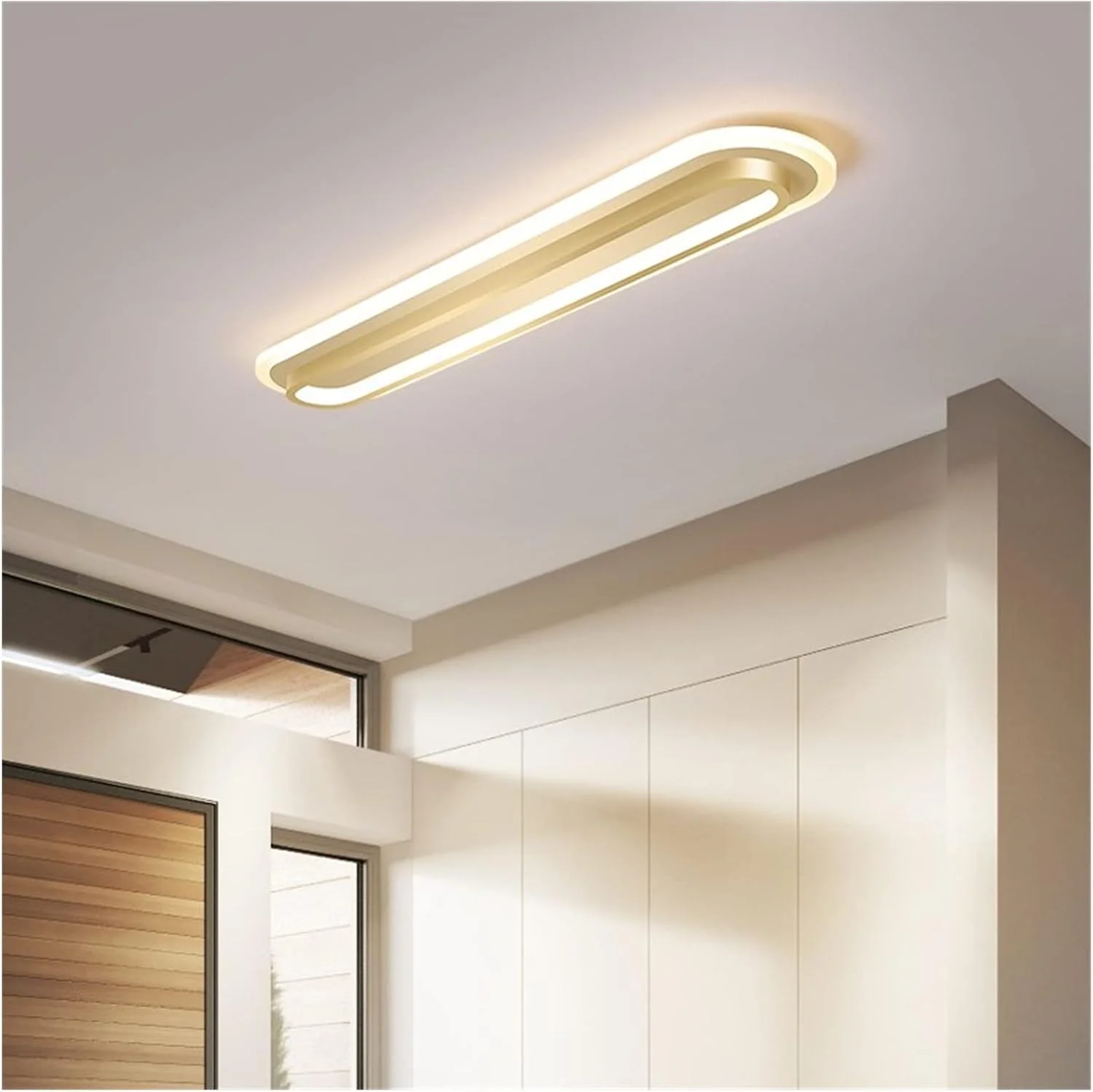 لوستر ال ای دی مدرن، چراغ سقفی ال ای دی مدرن آلومینیومی طلایی مناسب اتاق خواب، راهرو، بالکن و اتاق نشیمن، نورپردازی مدرن ال ای دی، نور سفید گرم - L48cm لوستر ال ای دی مدرن، چراغ سقفی ال ای دی مدرن آلومینیومی طلایی مناسب اتاق خواب، راهرو، بالکن و اتاق نشیمن، نورپردازی مدرن ال ای دی، نور سفید گرم - L48cm
