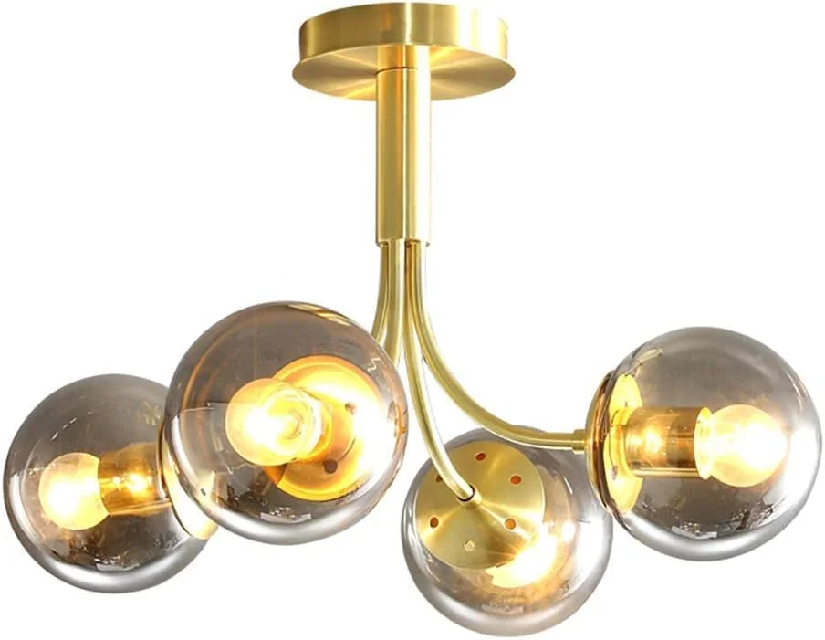 لوستر مدرن - چراغ آویز ال ای دی E27، چراغ سقفی لوستر طلایی سازگار با اتاق نشیمن، آشپزخانه، اتاق خواب، اتاق غذاخوری، لامپ برای اتاق نشیمن