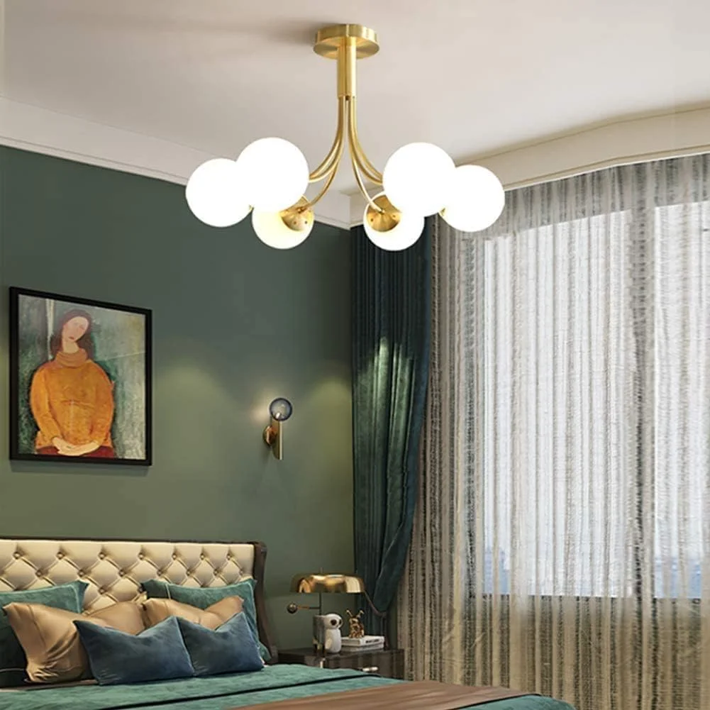 لوستر مدرن - چراغ آویز ال ای دی E27، چراغ سقفی لوستر طلایی سازگار با اتاق نشیمن، آشپزخانه، اتاق خواب، اتاق غذاخوری، لامپ برای اتاق نشیمن