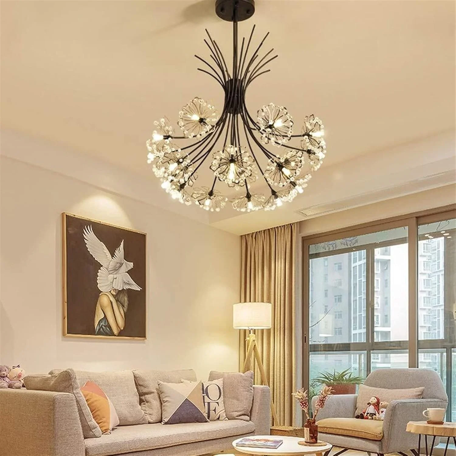 لوستر مدرن و مینیمال، خلاقانه و خاص، جنس کریستال و آهن فرفورژه، ابعاد ۴۸cm*۵۵cm، مناسب اتاق نشیمن، اتاق خواب، غذاخوری، مطالعه، راهرو، ویلا و ایوان با نور گرم لوستر مدرن و مینیمال، خلاقانه و خاص، جنس کریستال و آهن فرفورژه، ابعاد ۴۸cm*۵۵cm، مناسب اتاق نشیمن، اتاق خواب، غذاخوری، مطالعه، راهرو، ویلا و ایوان با نور گرم