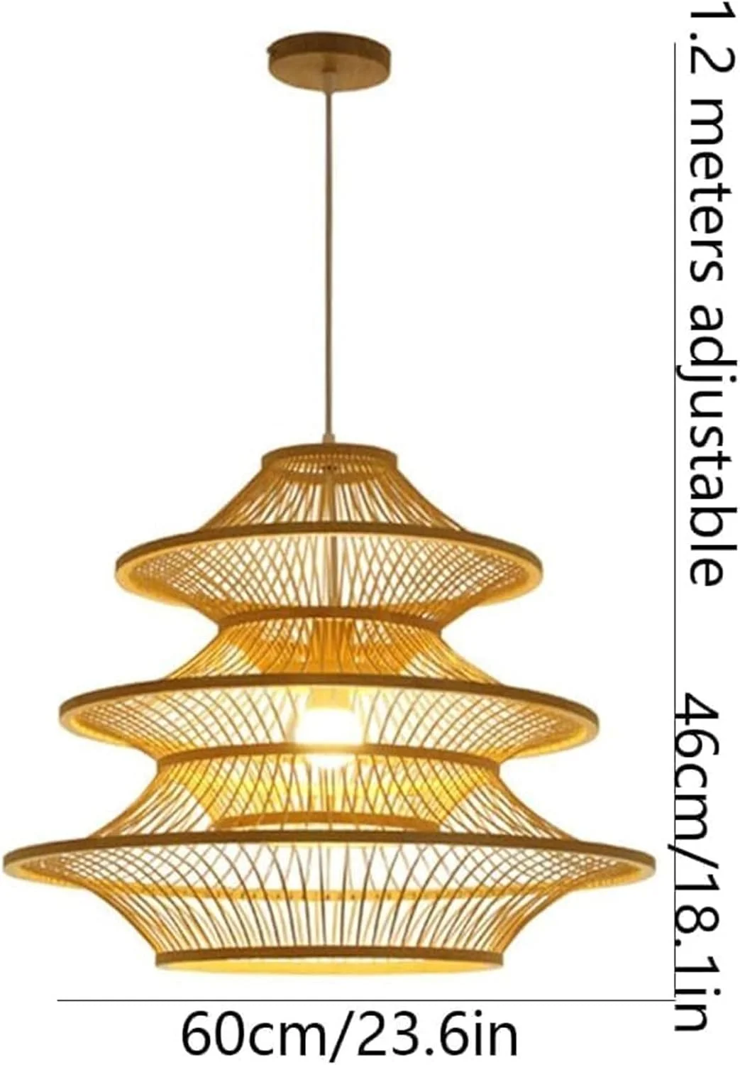 لوستر حصیری چند لایه به سبک بوهو، آویز سبدی بافتنی، قفس راتان، چراغ آویز بافته شده توخالی