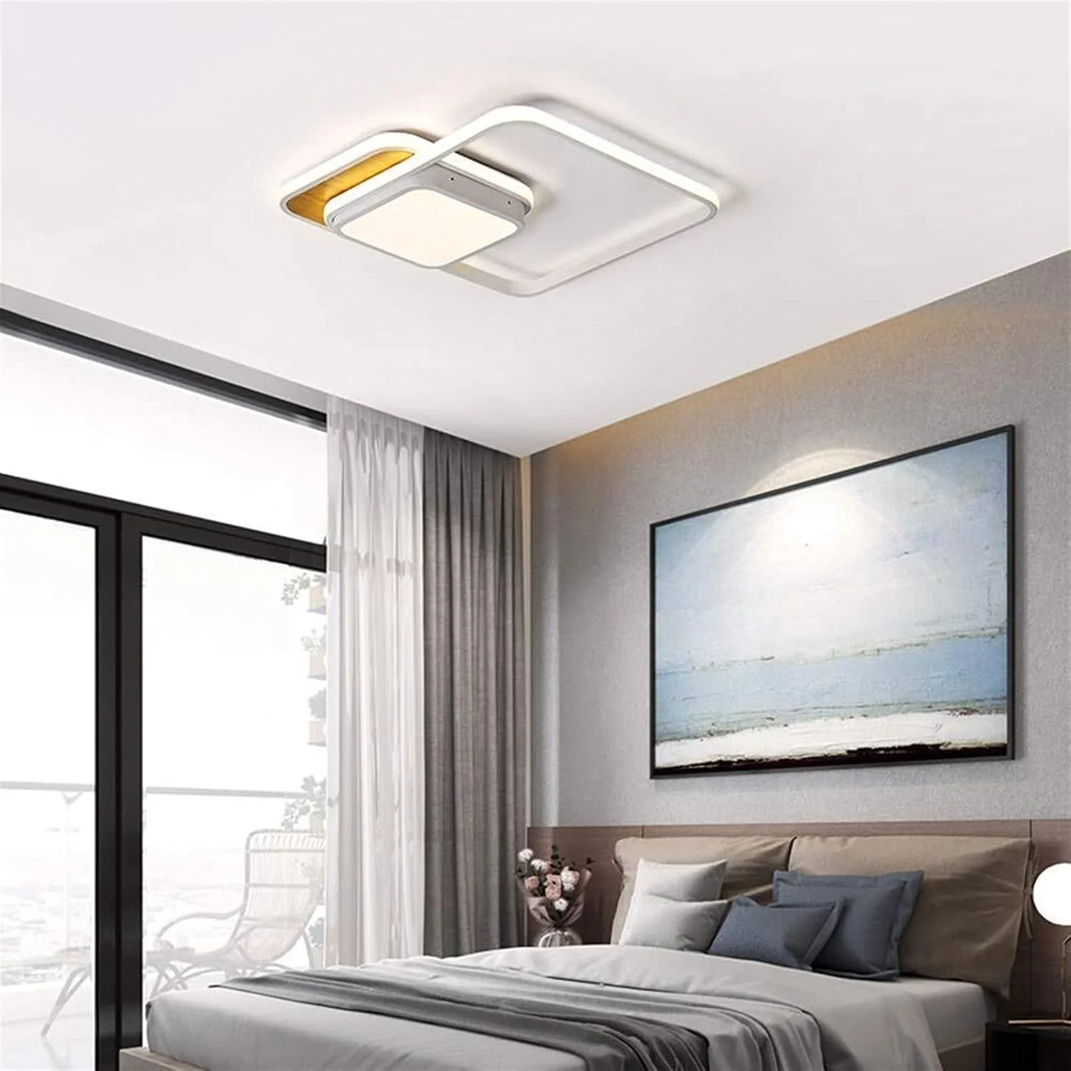 لوستر مدرن مینیمالیستی سیاه هندسی جنس آهن فرفورژه لوستر رستورانی 55cm*55cm*6cm چراغ سقفی روشنایی لامپ کافه بار ایوان رستوران اتاق خواب مطالعه اتاق نشیمن نور گرم