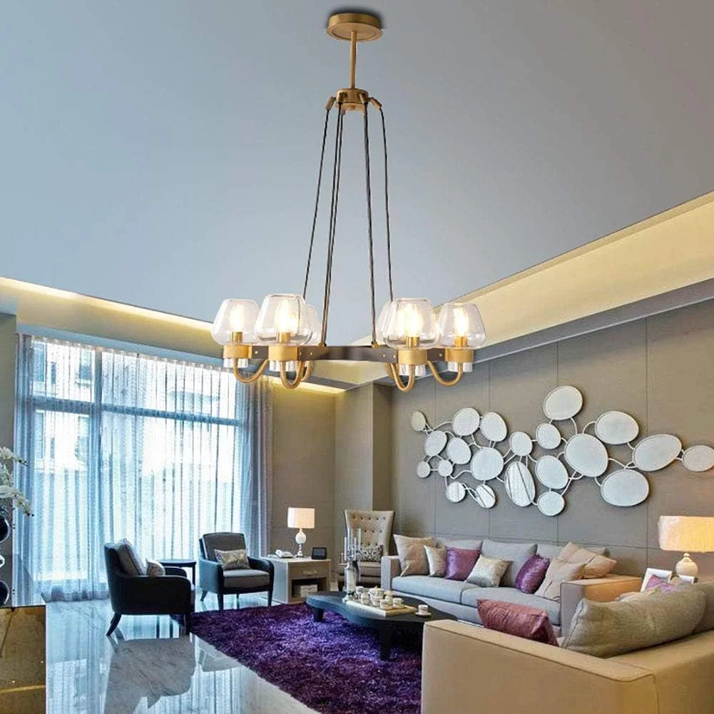 لوستر کریستالی مدرن، چراغ های سقفی فلزی مدرن، آویز طلایی صنعتی، مناسب اتاق نشیمن
