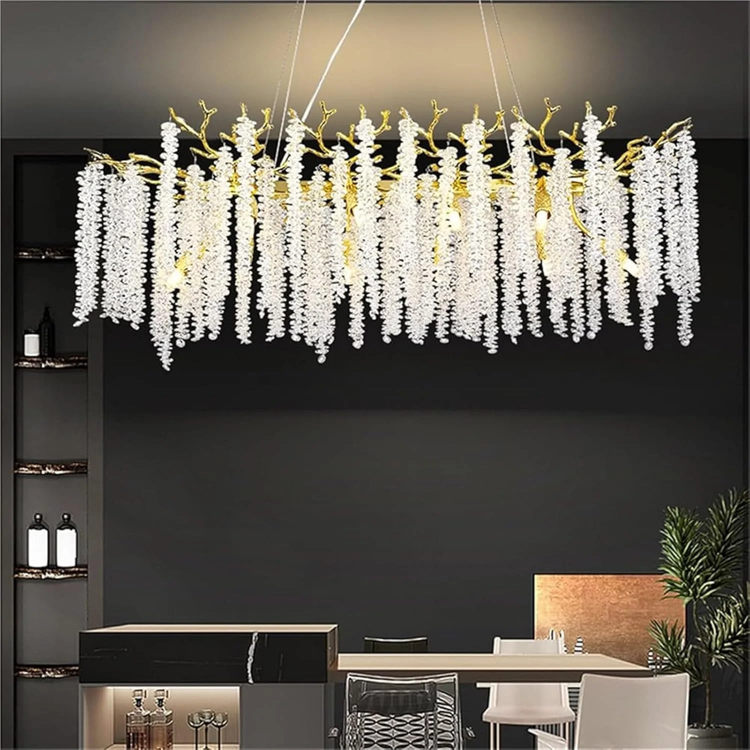 لوستر مدرن شاخه درختی کریستالی، لوکس، بزرگ، خطی، آویز قطره باران، مناسب برای اتاق ناهارخوری، جزیره آشپزخانه، اتاق نشیمن، اتاق خواب، مستطیلی لوستر مدرن شاخه درختی کریستالی، لوکس، بزرگ، خطی، آویز قطره باران، مناسب برای اتاق ناهارخوری، جزیره آشپزخانه، اتاق نشیمن، اتاق خواب، مستطیلی
