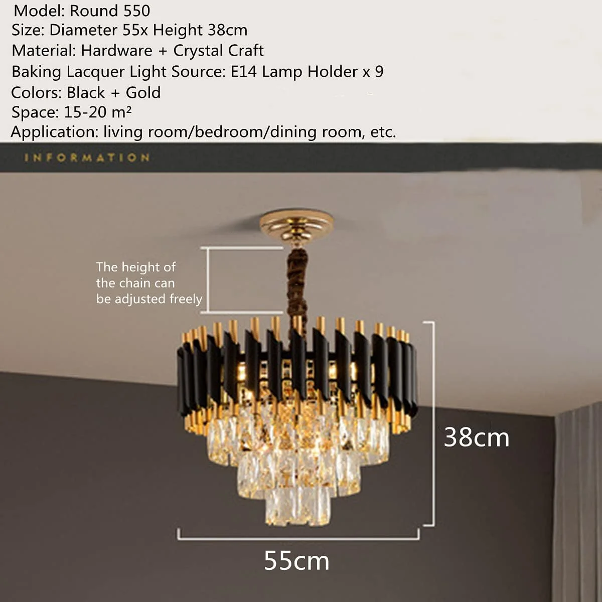 لوستر کریستالی نوردیک NC Latus، لامپ مدرن و ساده برای اتاق نشیمن، لوستر سقفی خانگی به سبک اروپایی (φ550*9)