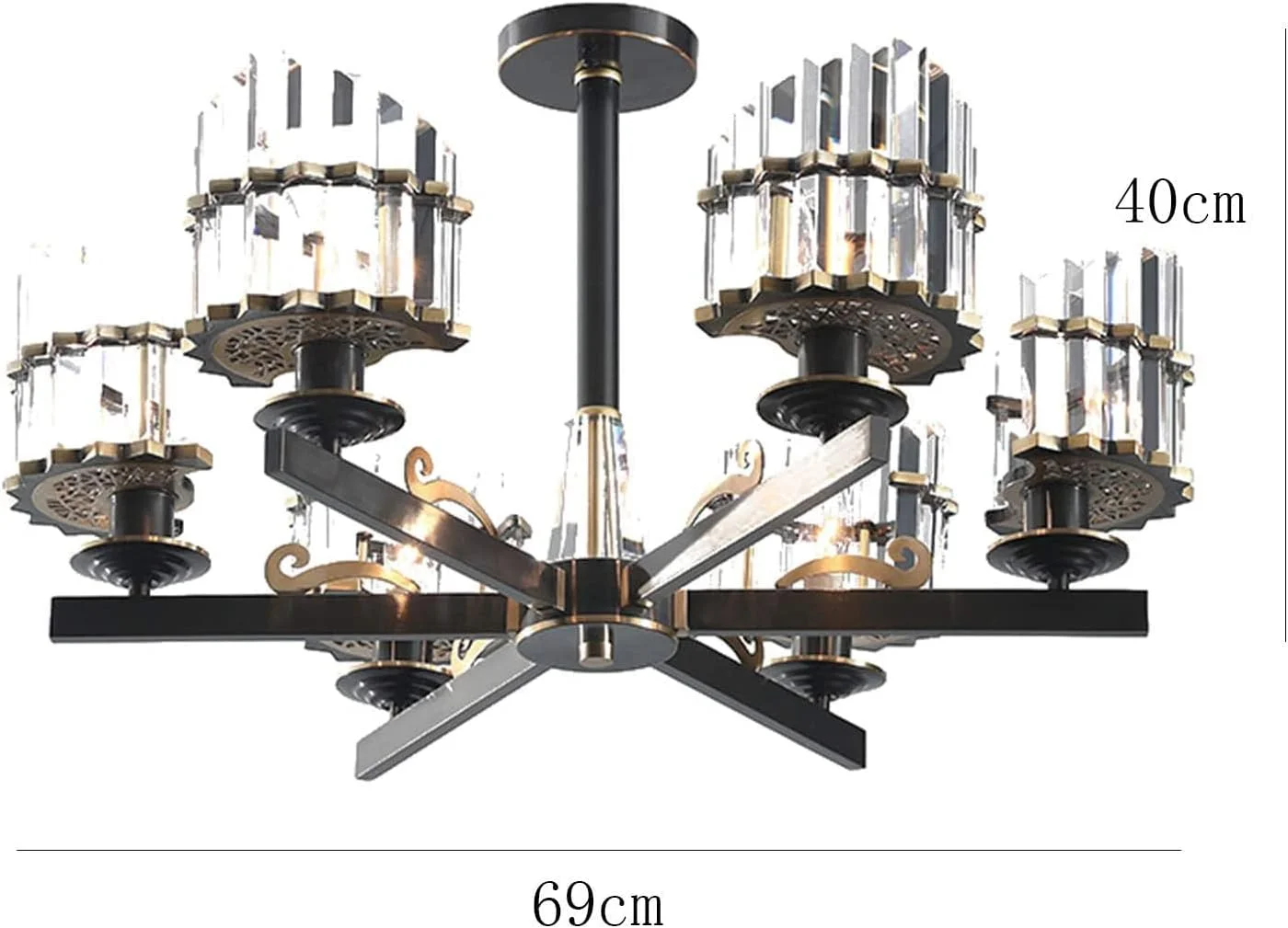 لوستر کریستالی مشکی، چراغ آویز با حباب شیشه ای، لوستر مدرن آویز سقفی، چراغ آویز فلزی برای اتاق ناهارخوری، اتاق نشیمن، آشپزخانه - مشکی