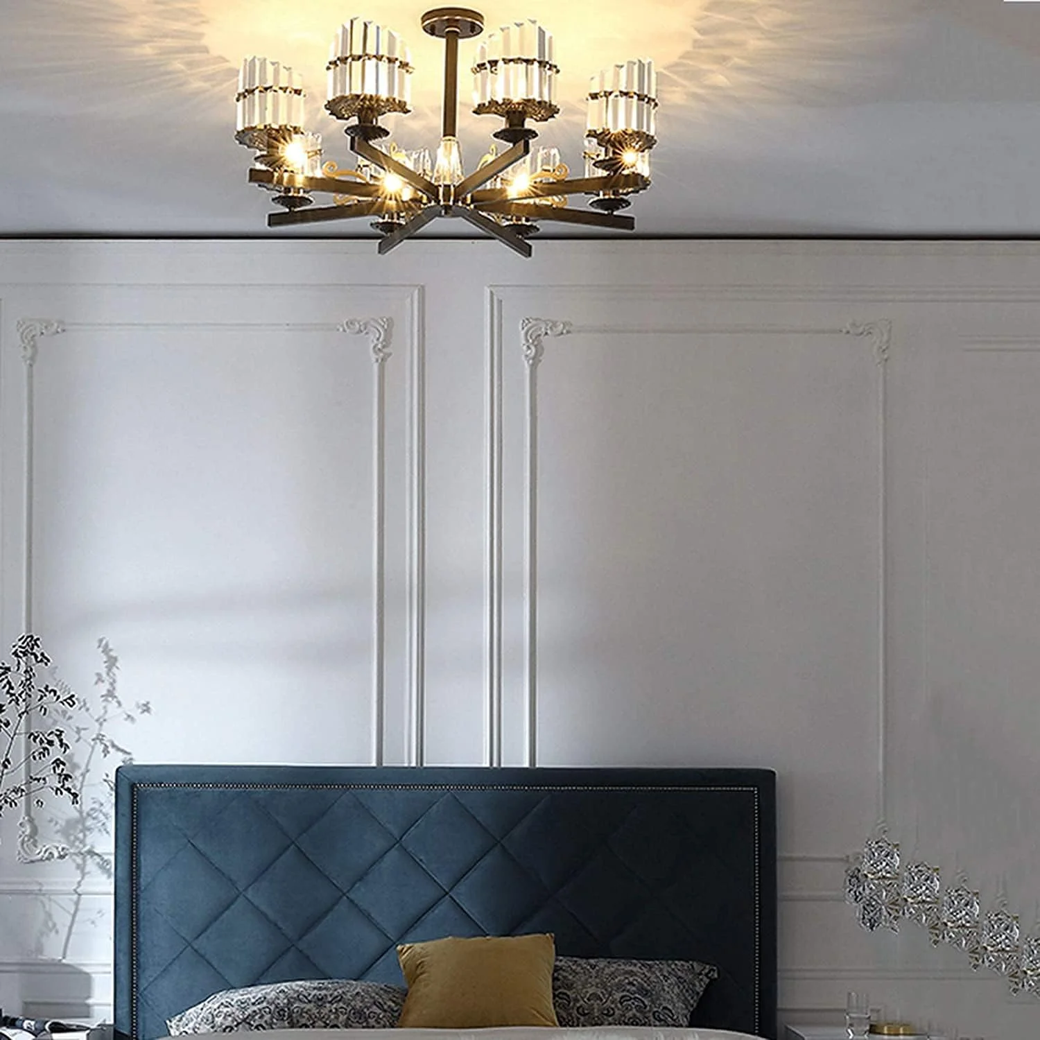 لوستر کریستالی مشکی، چراغ آویز با حباب شیشه ای، لوستر مدرن آویز سقفی، چراغ آویز فلزی برای اتاق ناهارخوری، اتاق نشیمن، آشپزخانه - مشکی