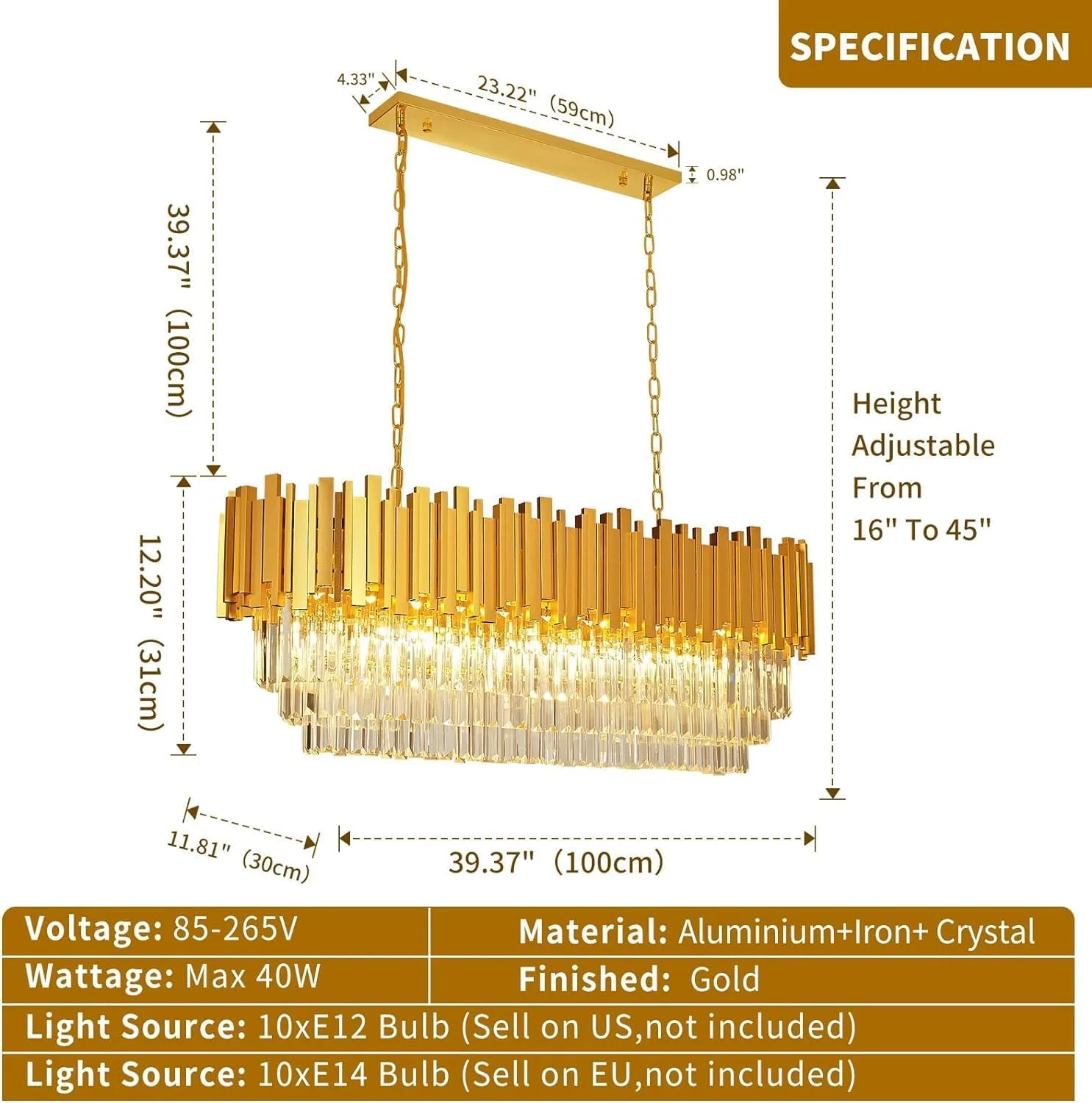 لوستر کریستالی مدرن A F N LIGHTINGS برای اتاق ناهارخوری، لوستر طلایی لوکس 10 شاخه، لوستر جزیره آشپزخانه معاصر، چراغ های آویز سقفی بیضی شکل برای اتاق نشیمن، سرسرا، راهرو لوستر کریستالی مدرن A F N LIGHTINGS برای اتاق ناهارخوری، لوستر طلایی لوکس 10 شاخه، لوستر جزیره آشپزخانه معاصر، چراغ های آویز سقفی بیضی شکل برای اتاق نشیمن، سرسرا، راهرو