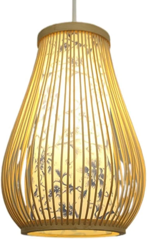 آباژور کاغذی، چراغ آویز کرم رنگ، لوستر حصیری به سبک چینی، سبد بافتنی، لوستر توخالی، قفس حصیری، دکوراسیون منزل، چراغ سقفی آویز، لوستر