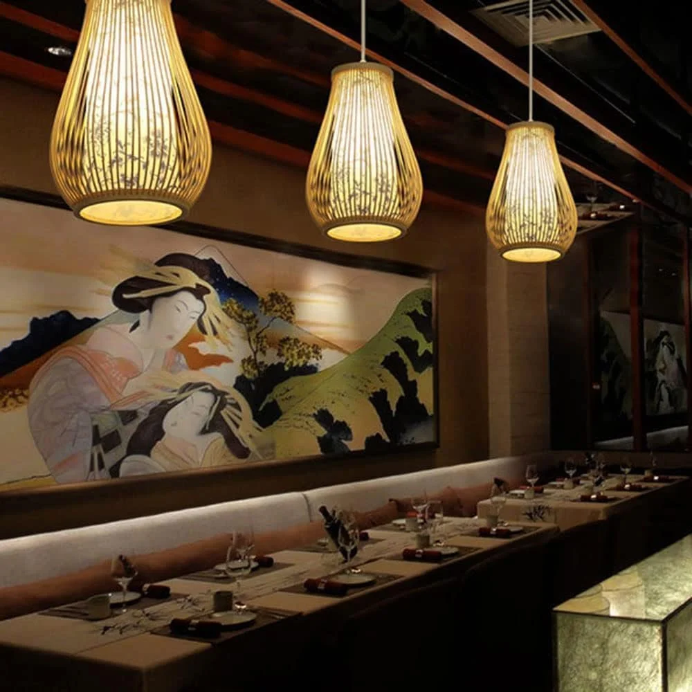 آباژور کاغذی، چراغ آویز کرم رنگ، لوستر حصیری به سبک چینی، سبد بافتنی، لوستر توخالی، قفس حصیری، دکوراسیون منزل، چراغ سقفی آویز، لوستر