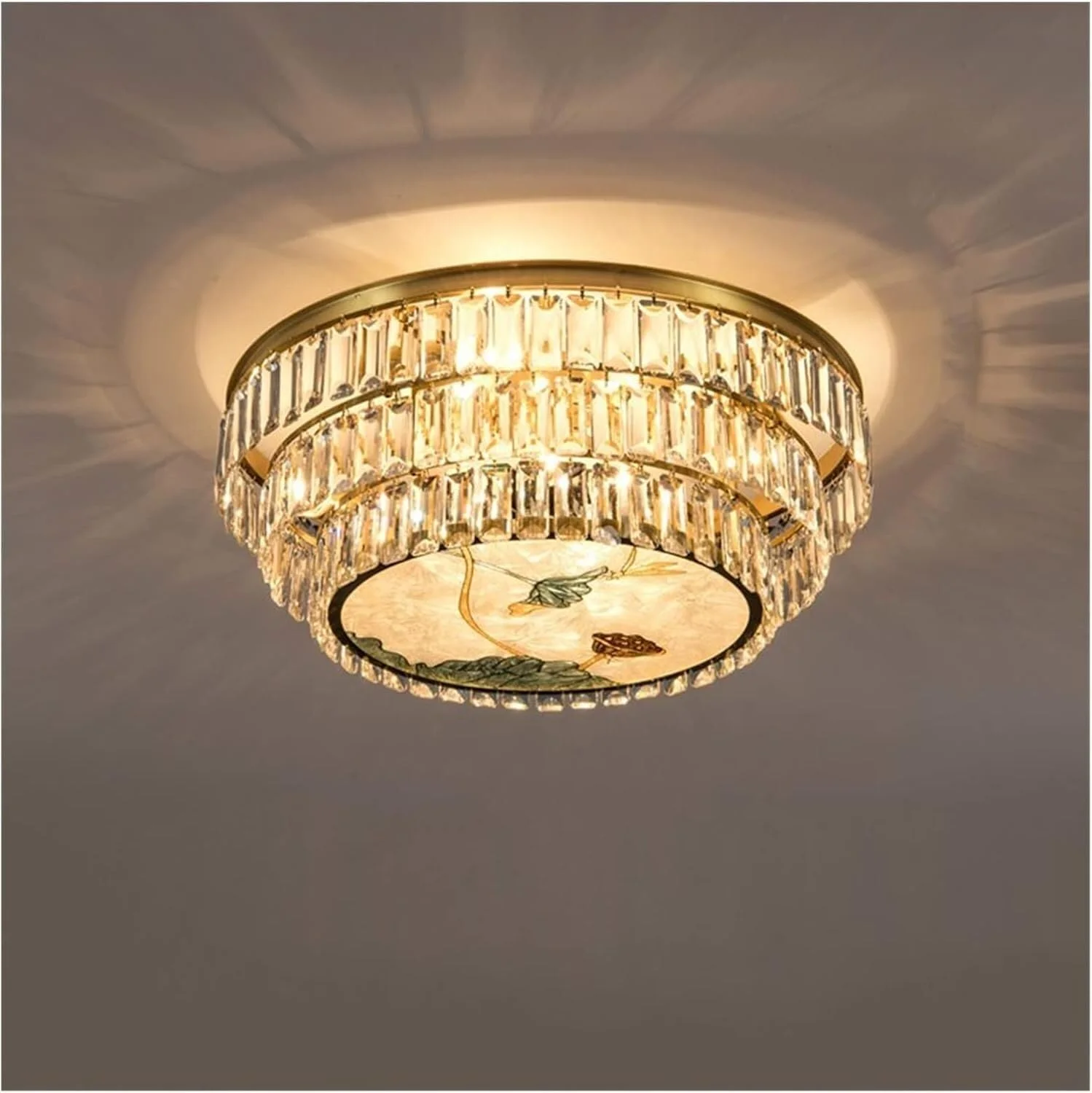 لوستر سقفی گرد رنگی لوکس LED طلایی اتاق خواب ناهار خوری مطالعه نور زینتی داخلی لوستر کریستالی، دکور مدرن، تک رنگ - 8 چراغ