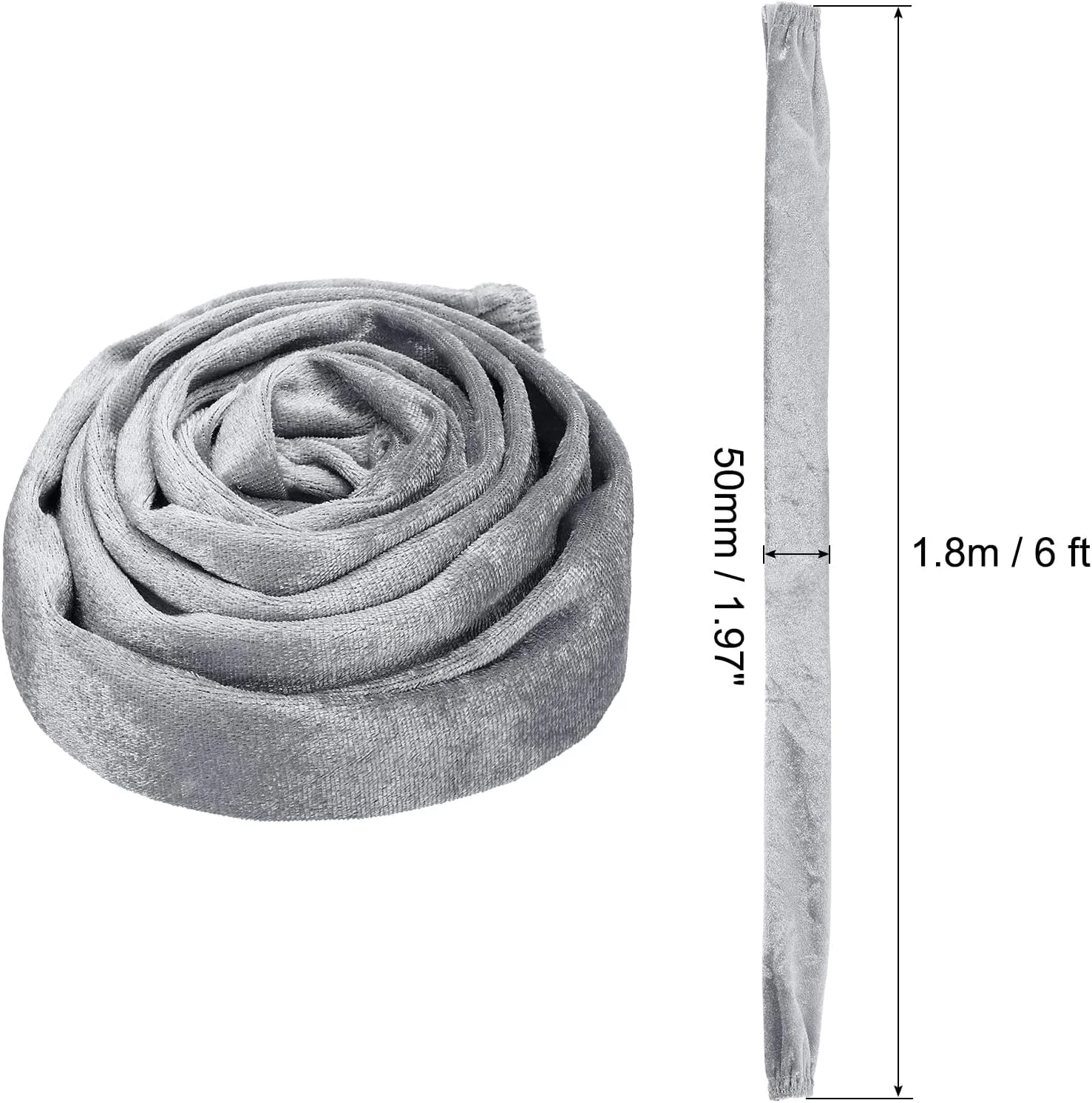روکش زنجیر لوستر پاتیکیل، 5 سانتی‌متری، 1 عدد روکش زنجیر پارچه‌ای مخملی برای لوستر، زنجیر تاب، کابل، خاکستری