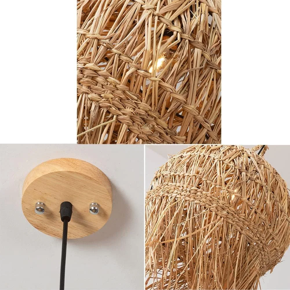 چراغ آویز به سبک روستیک با سایه بان حصیری، لوستر سبد حصیری تک لامپه مناسب فضای خانه روستایی، لوستر قفس بافته شده از جنس راتان مناسب اتاق خواب، چراغ سقفی چراغ آویز به سبک روستیک با سایه بان حصیری، لوستر سبد حصیری تک لامپه مناسب فضای خانه روستایی، لوستر قفس بافته شده از جنس راتان مناسب اتاق خواب، چراغ سقفی