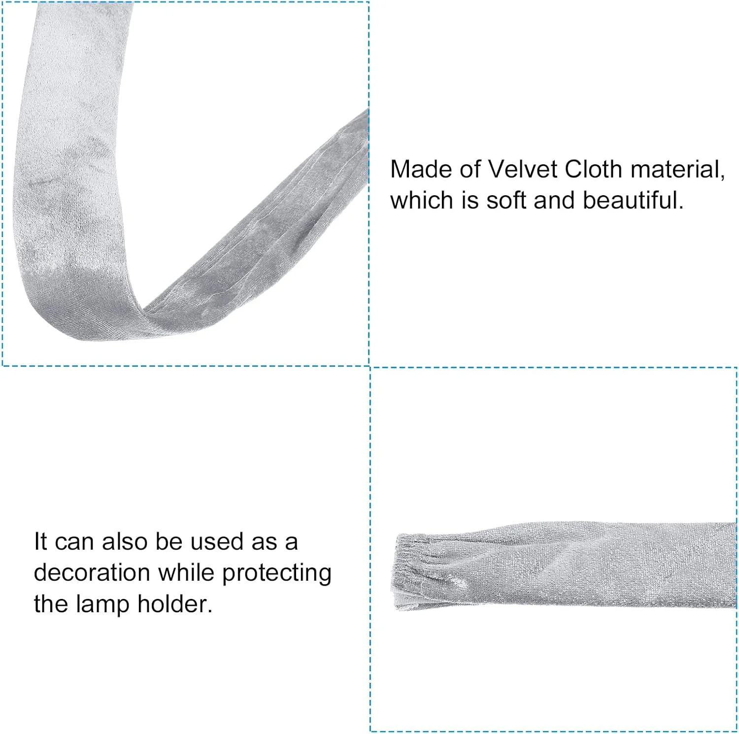 روکش زنجیر لوستر پاتیکیل، 5 سانتی‌متری، 1 عدد روکش زنجیر پارچه‌ای مخملی برای لوستر، زنجیر تاب، کابل، خاکستری