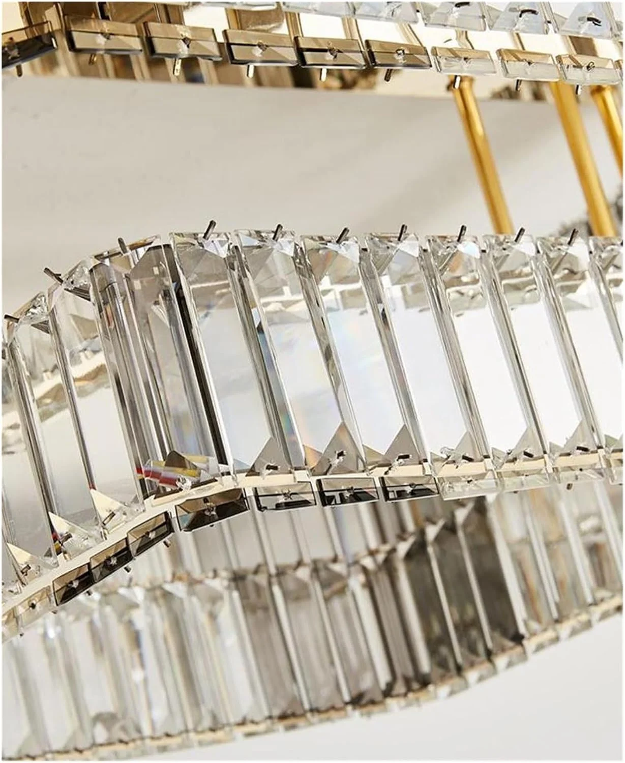 لوستر سقفی مستطیلی مدرن با کنترل از راه دور، لوکس طلایی کریستالی LED برای اتاق نشیمن، اتاق خواب، مطالعه، دکور مدرن، تک رنگ - 40x60x80 سانتی متر