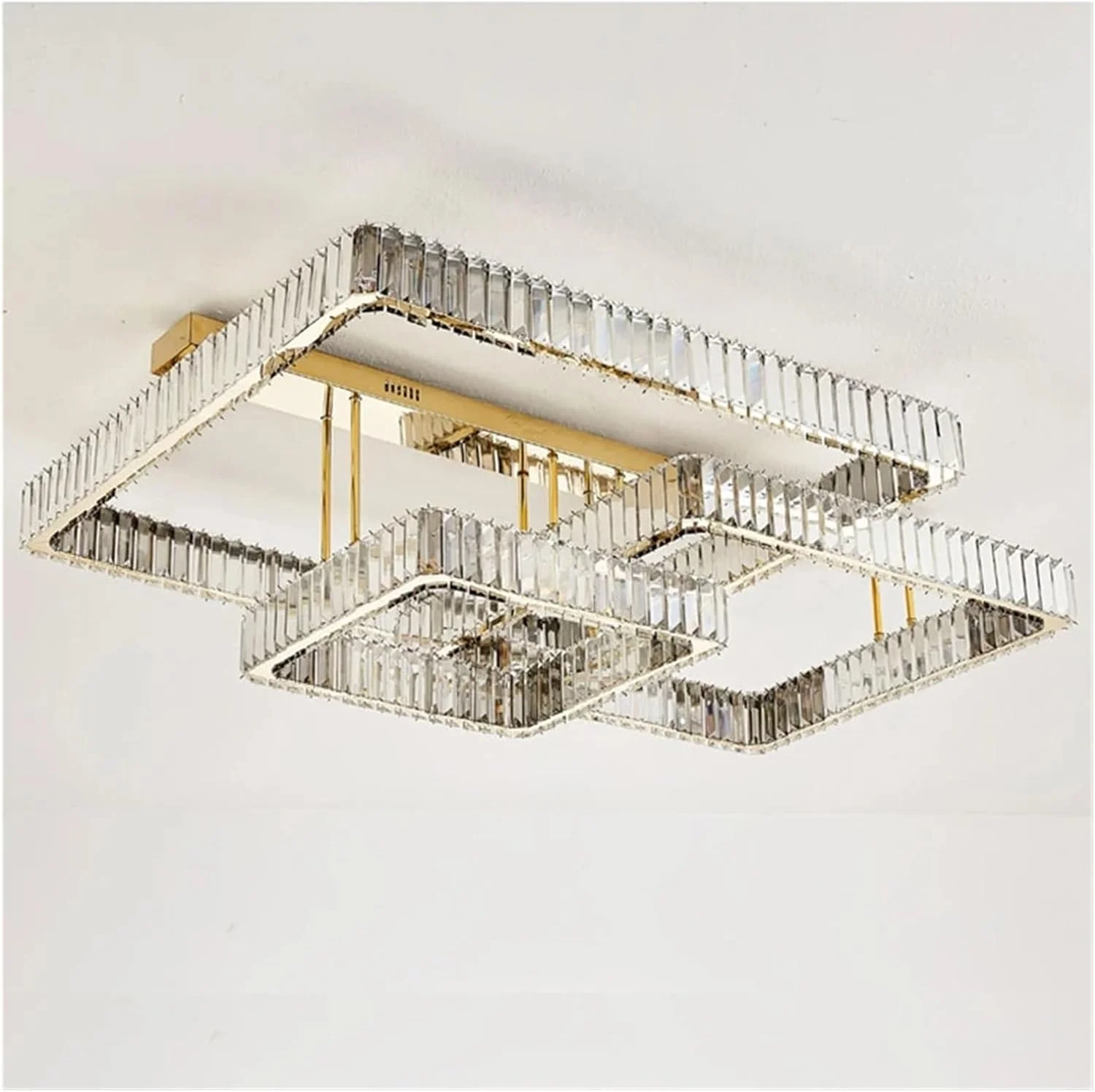 لوستر سقفی مستطیلی مدرن با کنترل از راه دور، لوکس طلایی کریستالی LED برای اتاق نشیمن، اتاق خواب، مطالعه، دکور مدرن، تک رنگ - 40x60x80 سانتی متر