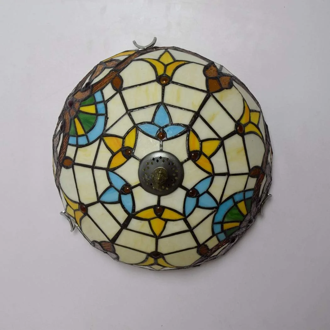 چراغ سقفی به سبک تیفانی، چراغ آویز نیمه فلاش، لوستر با سایه شیشه ای رنگی 12 اینچی برای اتاق خواب، اتاق غذاخوری، راهرو، E27 چراغ سقفی به سبک تیفانی، چراغ آویز نیمه فلاش، لوستر با سایه شیشه ای رنگی 12 اینچی برای اتاق خواب، اتاق غذاخوری، راهرو، E27
