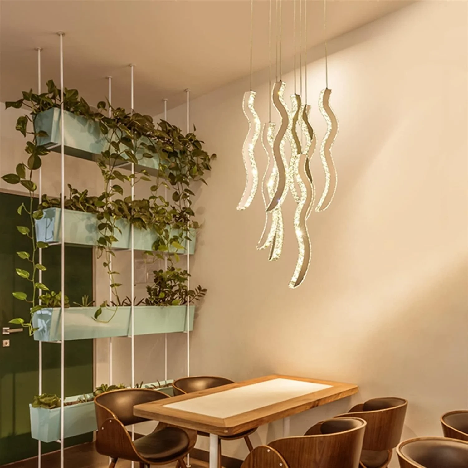 لوستر آویز شاخه ای مدرن ZKSKOX، لوستر خطی بلند LED برای ویلا، اتاق نشیمن، چراغ های آویز، لوستر ساده برای راه پله دوبلکس، لامپ LED