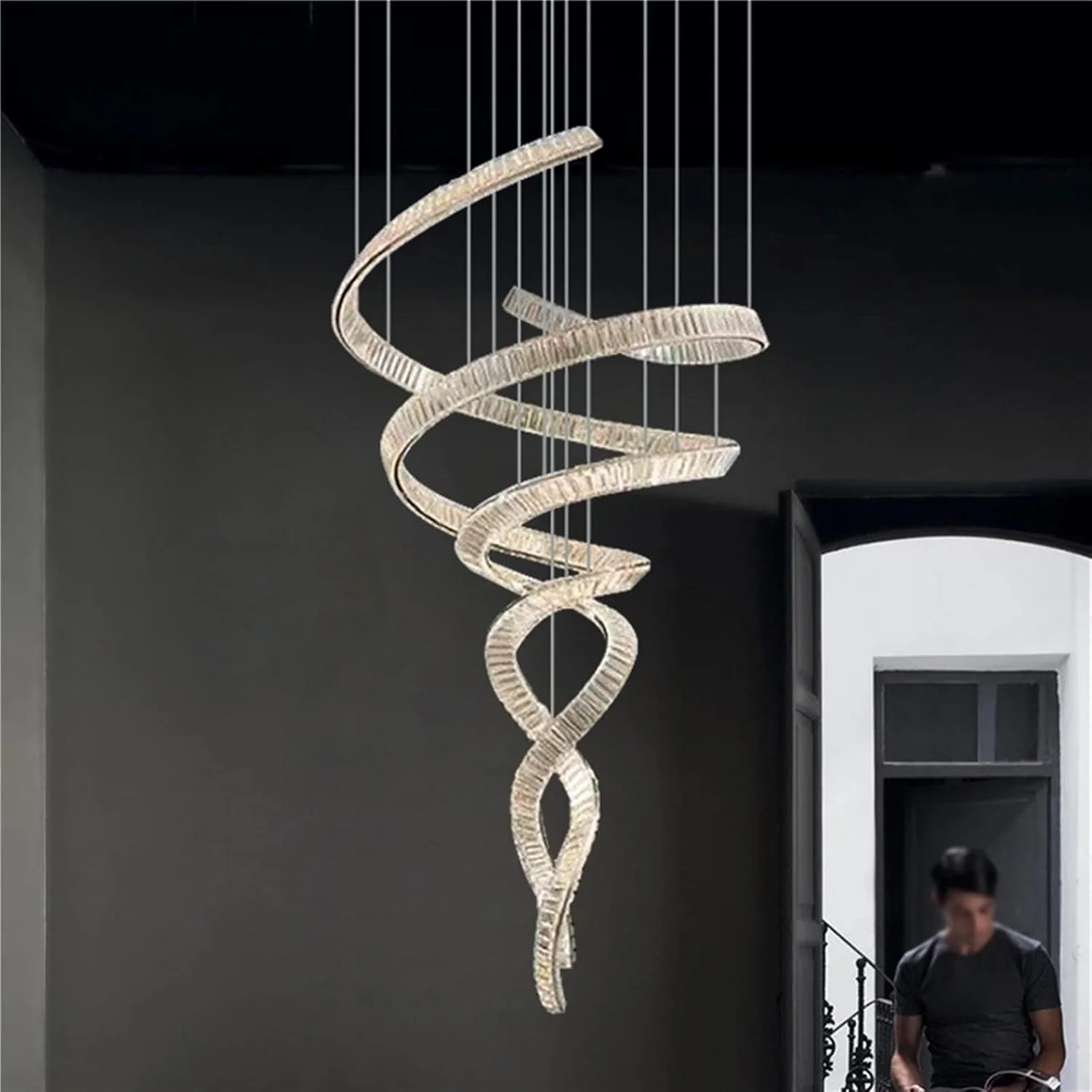 چراغ آویز ZKSKOX، چراغ اتاق نشیمن، چراغ اتاق غذاخوری، لوستر کریستالی مربعی مدرن و ساده ویلایی