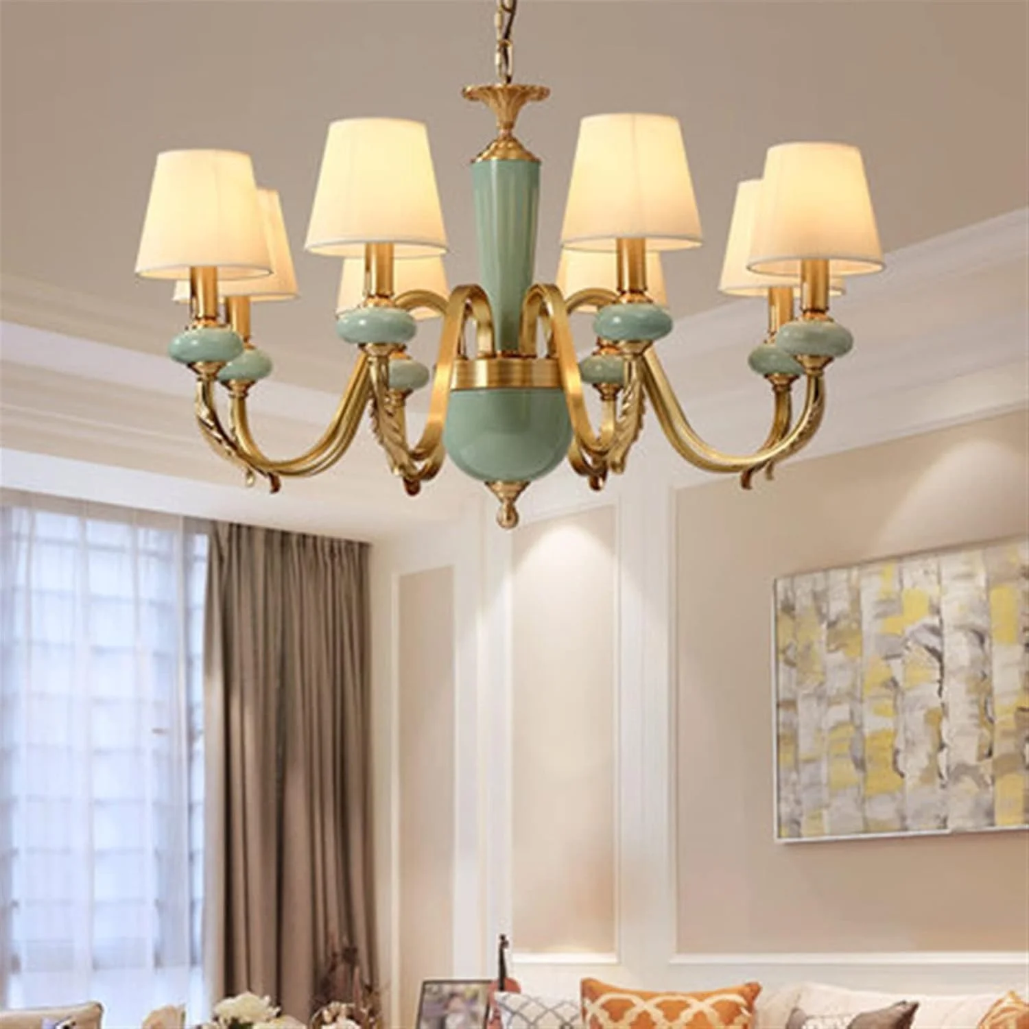 لوستر آویز راه پله گرد ZKSKOX، لوستر دوبلکس ساده، لوستر ویلایی درجه یک، چراغ لوکس کریستالی