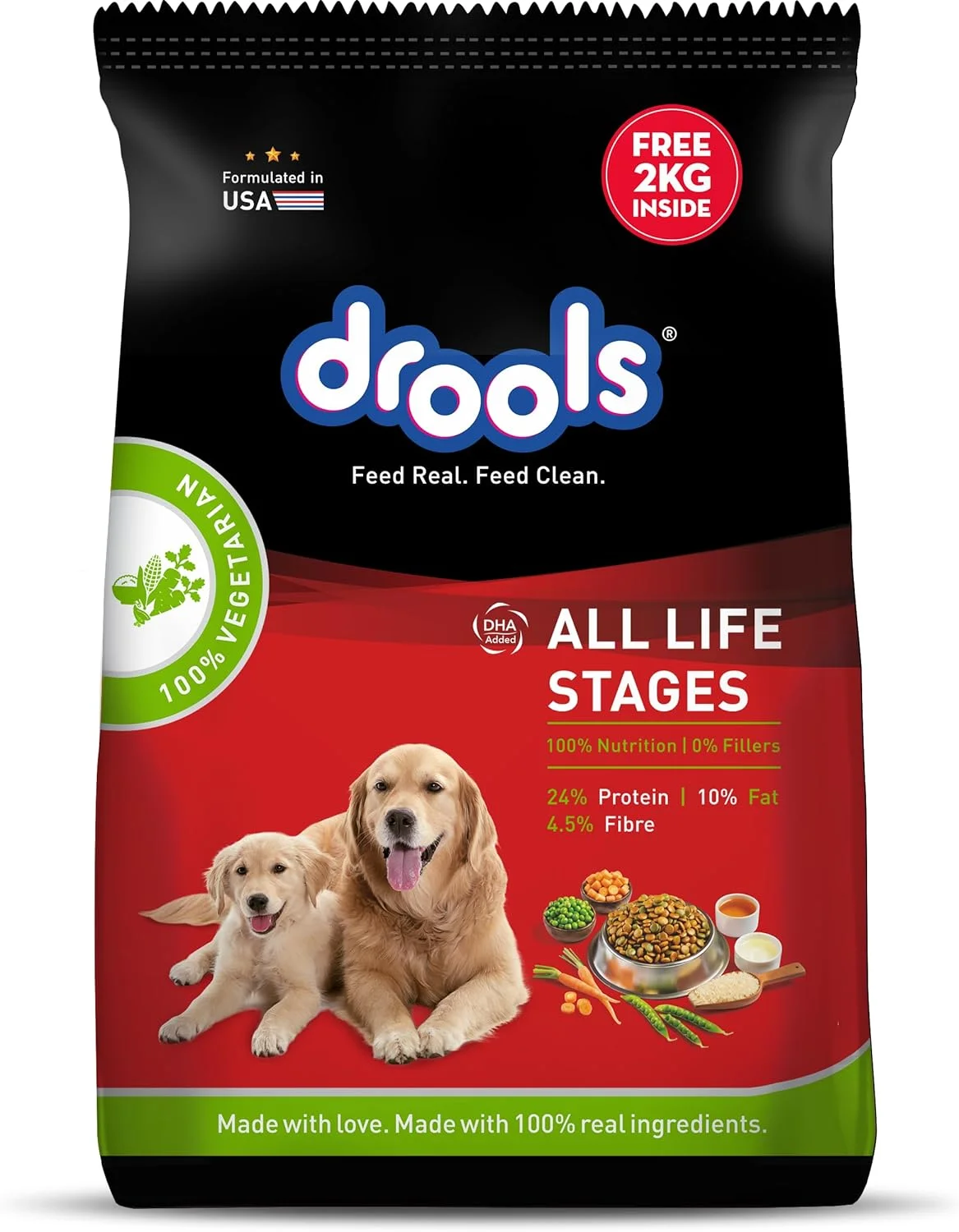 غذای خشک سگ درولز، 100% گیاهی، مناسب تمام مراحل زندگی، بسته 10 کیلوگرمی، مناسب تمام مراحل زندگی