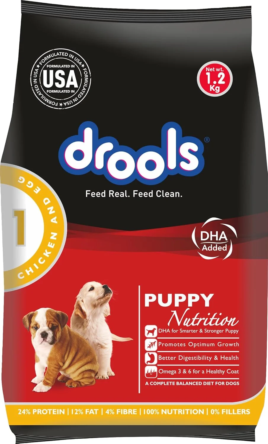 غذای خشک سگ توله درولز با طعم مرغ و تخم مرغ، 1.2 کیلوگرم