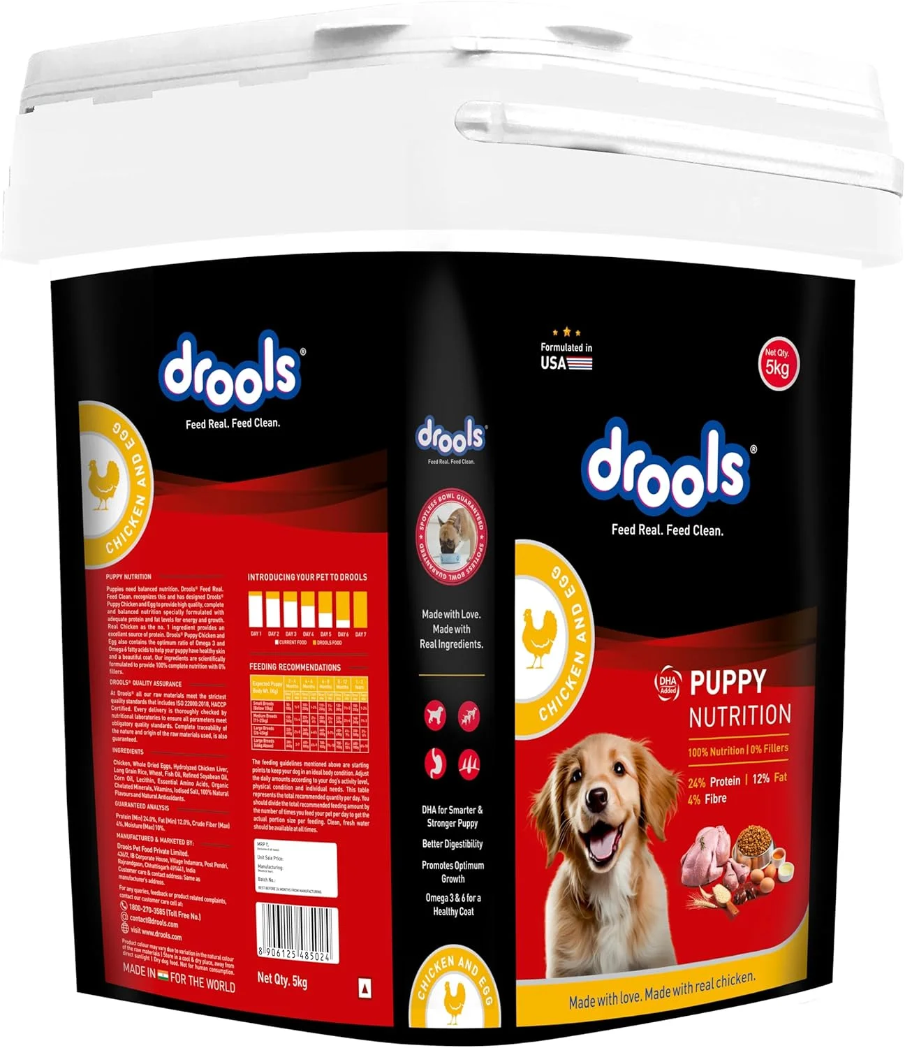 غذای خشک سگ توله درولز، مرغ و تخم مرغ، 5 کیلوگرم در یک ظرف | رژیم غذایی 100% متعادل با مرغ واقعی | DHA برای رشد مغز، پروتئین بالا برای استخوان ها و رشد عضلات | کیبل به راحتی قابل هضم غذای خشک سگ توله درولز، مرغ و تخم مرغ، 5 کیلوگرم در یک ظرف | رژیم غذایی 100% متعادل با مرغ واقعی | DHA برای رشد مغز، پروتئین بالا برای استخوان ها و رشد عضلات | کیبل به راحتی قابل هضم