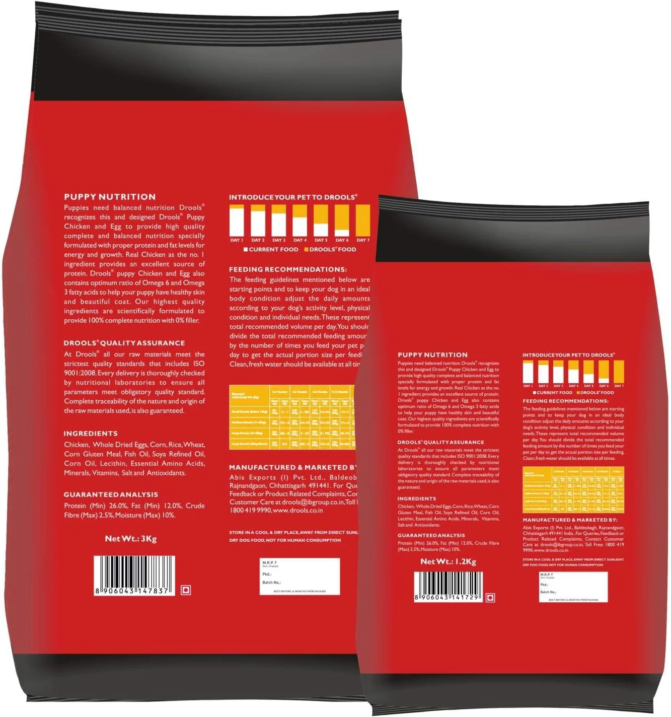 غذای خشک سگ توله درولز، مرغ و تخم مرغ، 4.2 کیلوگرم (3 کیلوگرم + 1.2 کیلوگرم رایگان) | 100% غذای متعادل با مرغ واقعی، DHA برای رشد مغز، پروتئین بالا برای استخوان ها و رشد عضلات | کیبل با قابلیت هضم آسان