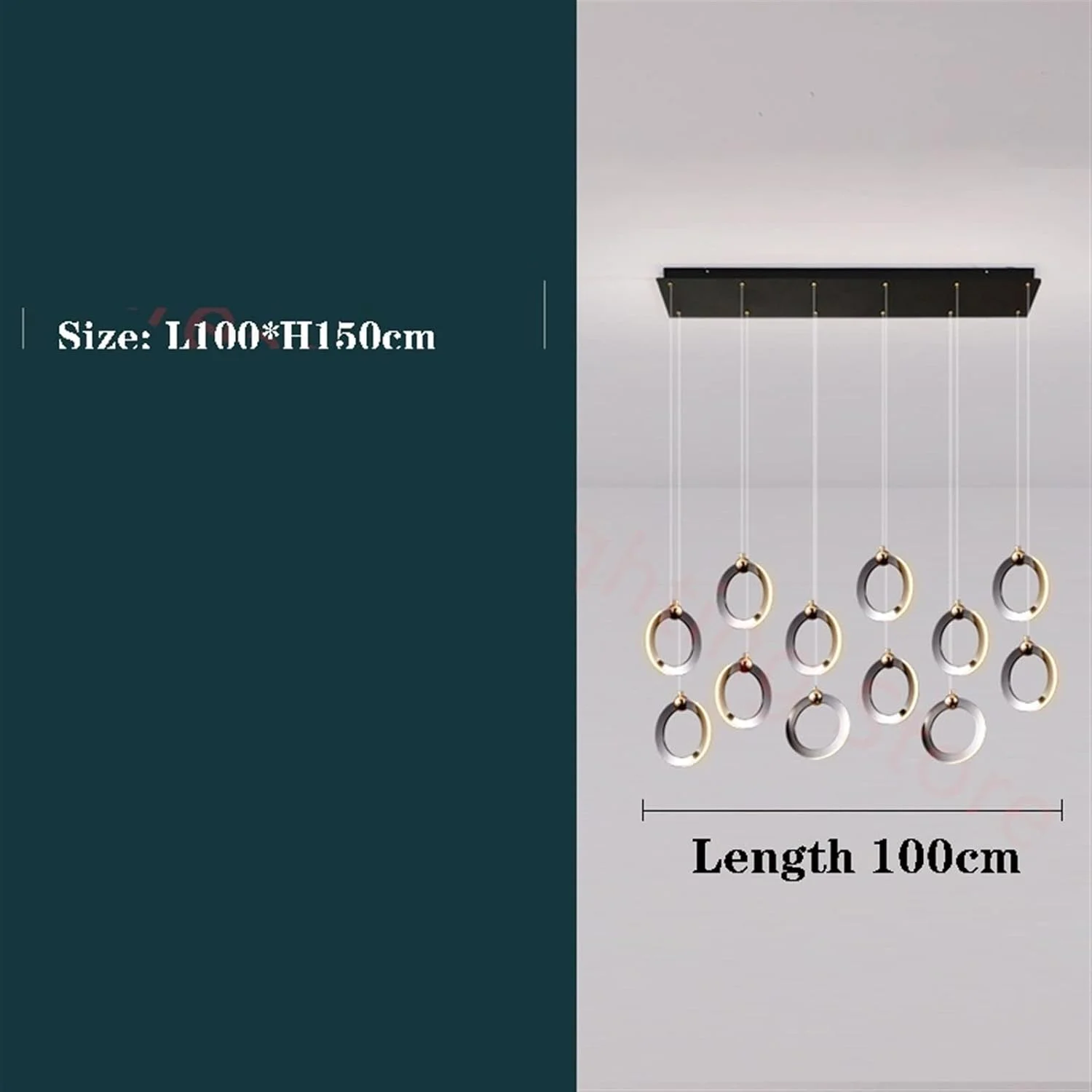 لوستر سقفی ZKSKOX مناسب اتاق ناهارخوری، روشنایی مشکی مستطیلی برای بار و اتاق ناهارخوری