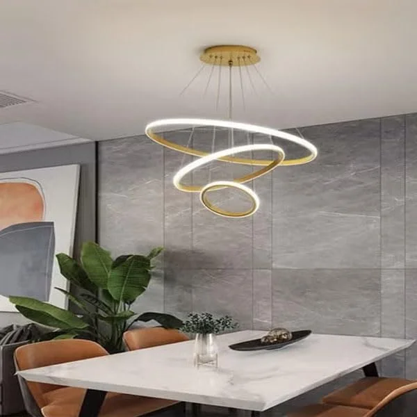 چراغ آویز حلقه ای ال ای دی مدرن رافین - چراغ سقفی لوستر دایره ای مینیمالیستی برای اتاق نشیمن، اتاق غذاخوری، اتاق خواب، دفتر