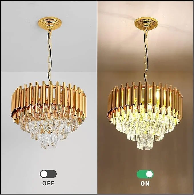 لوسترهای کریستالی مدرن 400MM لوستر طلایی آویز کریستالی گرد 3 طبقه چراغ های سقفی لوستر مدرن برای اتاق ناهار خوری اتاق نشیمن اتاق خواب لابی (لامپ شامل نمی شود)