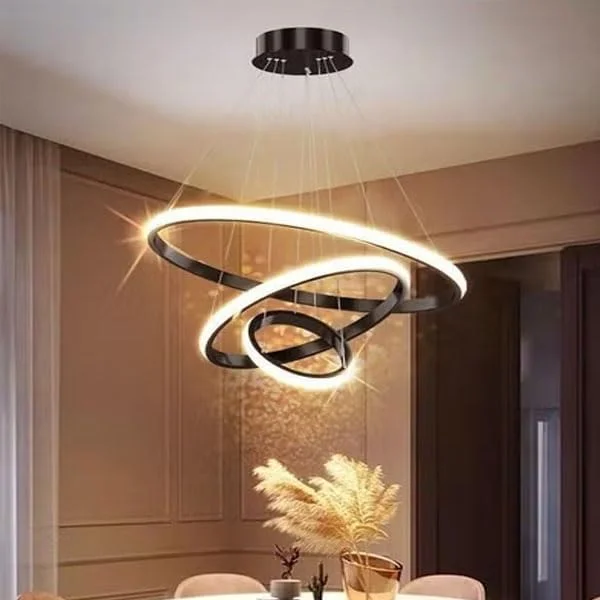 چراغ آویز مدرن LED رافین با طراحی حلقه دایره ای - لوستر آویز سقفی مینیمالیستی برای اتاق نشیمن، اتاق غذاخوری، اتاق خواب یا دفتر کار