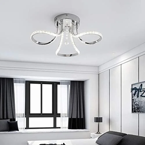 لوستر ال ای دی با روکش کروم WXYZABC برای اتاق نشیمن، اتاق خواب، رستوران، آشپزخانه، لوسترهای کریستالی، روشنایی داخلی (D)