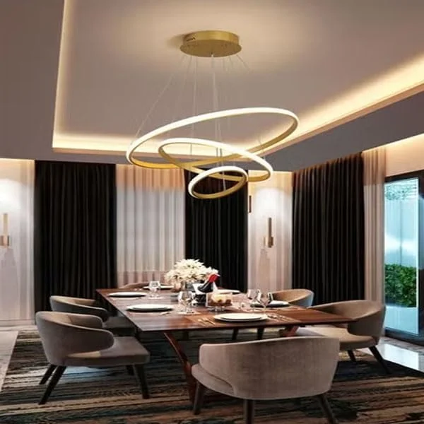 چراغ آویز حلقه ای ال ای دی مدرن رافین - چراغ سقفی لوستر دایره ای مینیمالیستی برای اتاق نشیمن، اتاق غذاخوری، اتاق خواب، دفتر