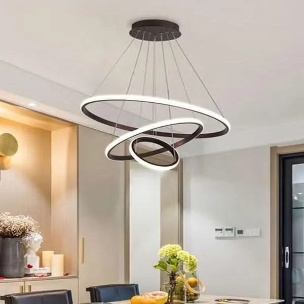 چراغ آویز مدرن LED رافین با طراحی حلقه دایره ای - لوستر آویز سقفی مینیمالیستی برای اتاق نشیمن، اتاق غذاخوری، اتاق خواب یا دفتر کار