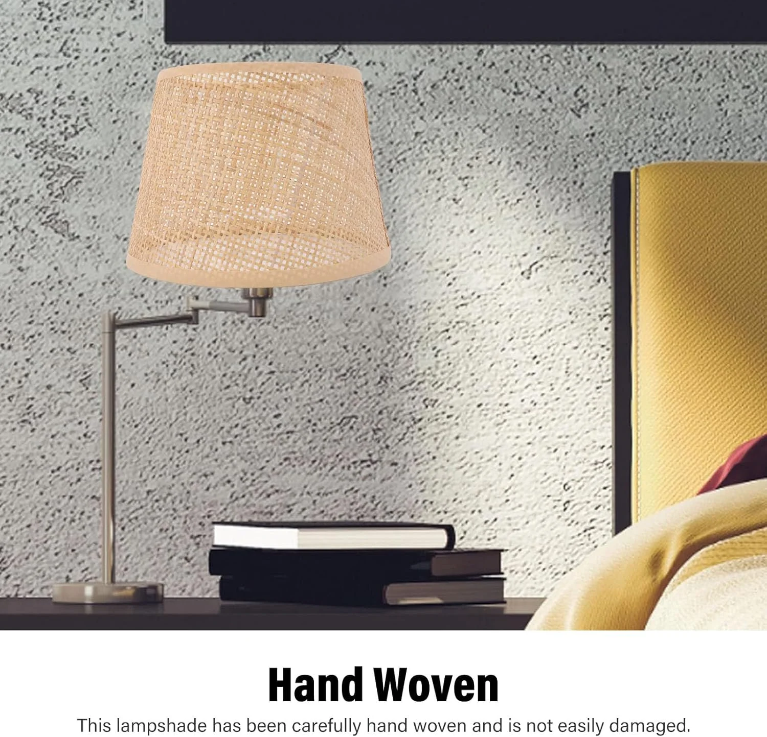 آباژور حصیری بافته شده، پوشش دست ساز چراغ، سازگار با چراغ رومیزی E27 E14، چراغ سقفی، طراحی توری مربعی برای فضای گرم