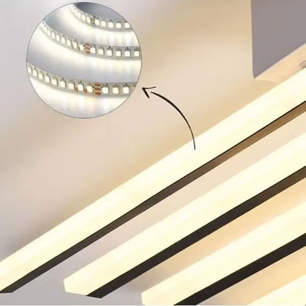 لوستر ال ای دی مدرن با طراحی منحنی Raffine - چراغ سقفی نواری خلاقانه برای اتاق ناهارخوری، اتاق نشیمن، اتاق خواب یا دفتر کار