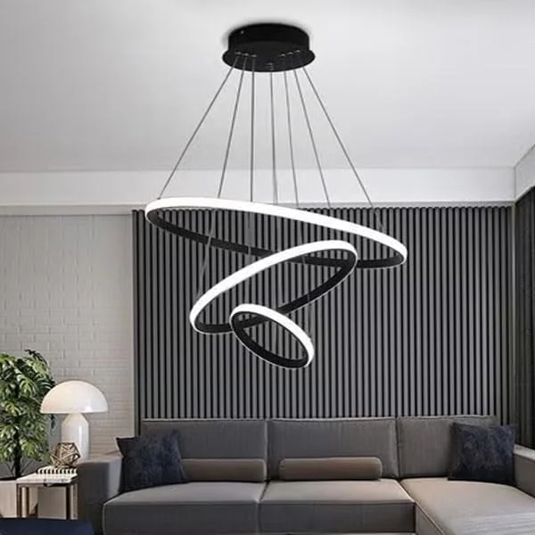 چراغ آویز مدرن LED رافین با طراحی حلقه دایره ای - لوستر آویز سقفی مینیمالیستی برای اتاق نشیمن، اتاق غذاخوری، اتاق خواب یا دفتر کار