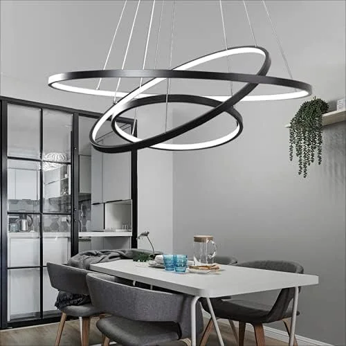 چراغ های LED اتاق نشیمن لوستر گرد حلقه ای آلومینیومی 3 حلقه چراغ آویز دیمر خور مناسب برای روشنایی اتاق نشیمن، رستوران، آشپزخانه، راهرو، 60 وات 60+40+20 سانتی متر چراغ های LED اتاق نشیمن لوستر گرد حلقه ای آلومینیومی 3 حلقه چراغ آویز دیمر خور مناسب برای روشنایی اتاق نشیمن، رستوران، آشپزخانه، راهرو، 60 وات 60+40+20 سانتی متر