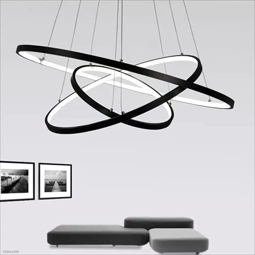 چراغ های LED اتاق نشیمن لوستر گرد حلقه ای آلومینیومی 3 حلقه چراغ آویز دیمر خور مناسب برای روشنایی اتاق نشیمن، رستوران، آشپزخانه، راهرو، 60 وات 60+40+20 سانتی متر چراغ های LED اتاق نشیمن لوستر گرد حلقه ای آلومینیومی 3 حلقه چراغ آویز دیمر خور مناسب برای روشنایی اتاق نشیمن، رستوران، آشپزخانه، راهرو، 60 وات 60+40+20 سانتی متر