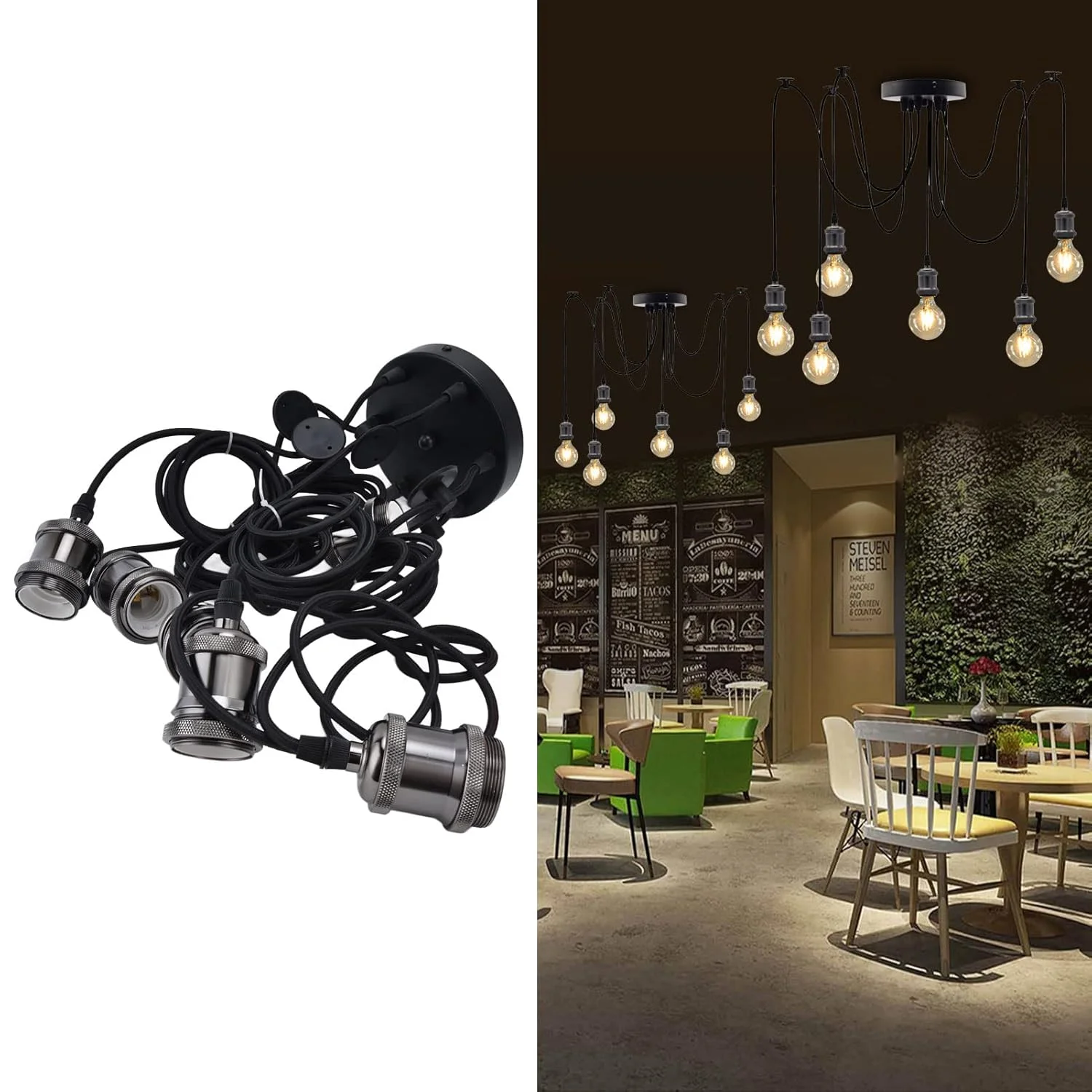 نگهدارنده لامپ عنکبوتی سقفی قابل تنظیم Fdit، پایه لوستر رترو با سیم آلومینیومی و مس تصفیه شده برای خانه، هتل ها، رستوران ها