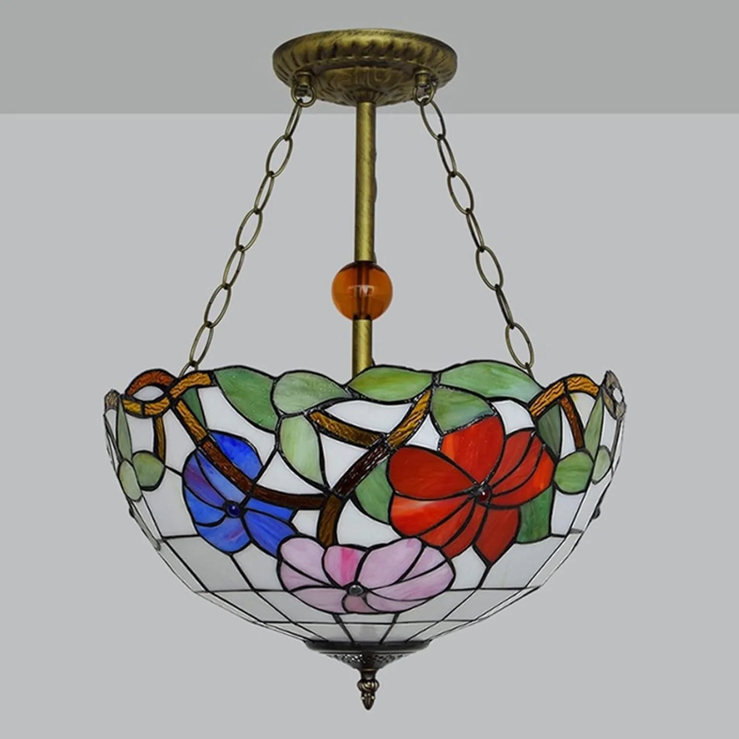 لوستر GPERSGU به سبک روستایی، چراغ سقفی شیشه ای رنگی 40 سانتی متری با طرح گل، چراغ آویز اتاق نشیمن، اتاق غذاخوری، اتاق خواب، بار لوستر GPERSGU به سبک روستایی، چراغ سقفی شیشه ای رنگی 40 سانتی متری با طرح گل، چراغ آویز اتاق نشیمن، اتاق غذاخوری، اتاق خواب، بار