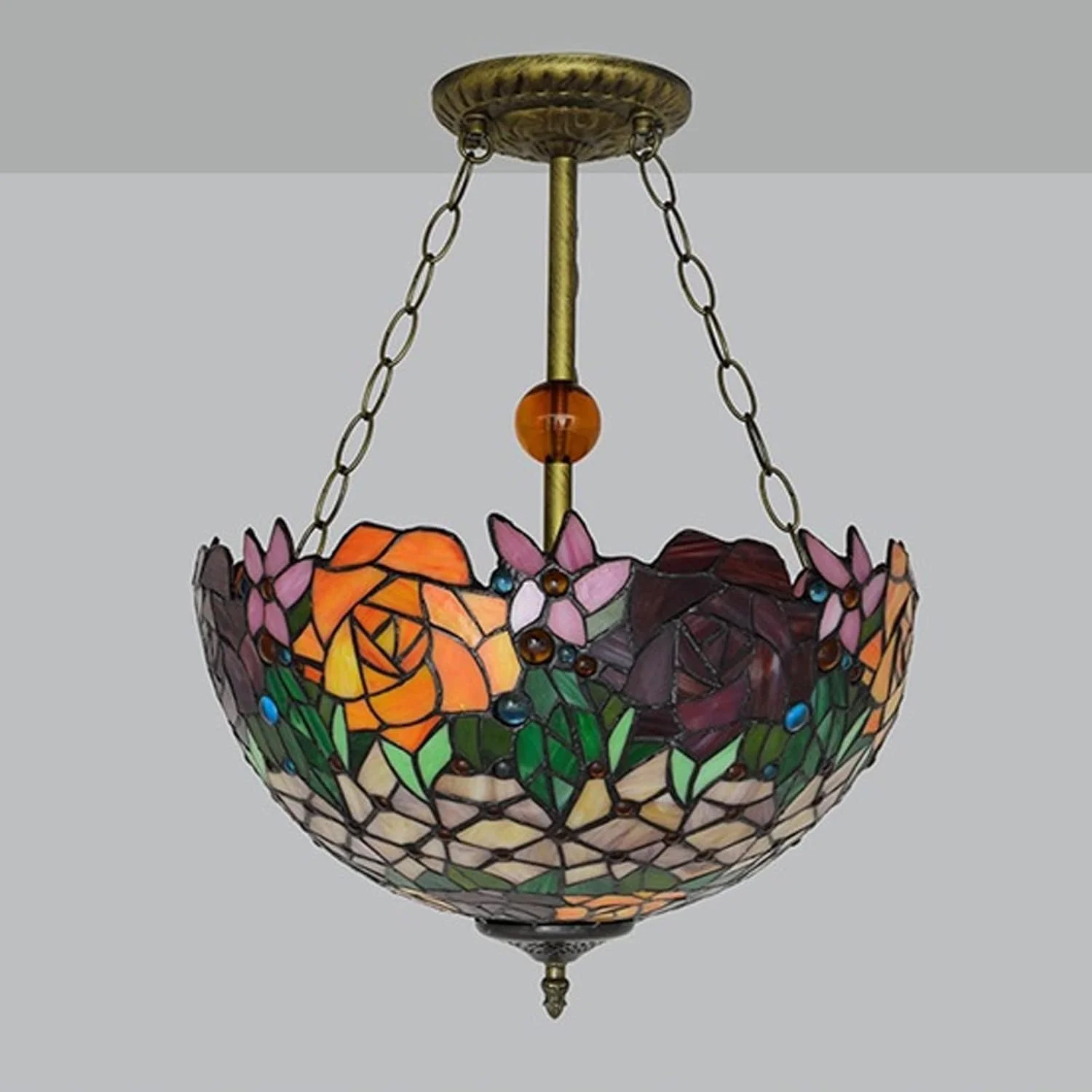 لوستر به سبک GPERSGU، آویز رترو اروپایی، گل رز روستیک، شیشه رنگی برای روشنایی دکوراسیون اتاق نشیمن و اتاق خواب لوستر به سبک GPERSGU، آویز رترو اروپایی، گل رز روستیک، شیشه رنگی برای روشنایی دکوراسیون اتاق نشیمن و اتاق خواب