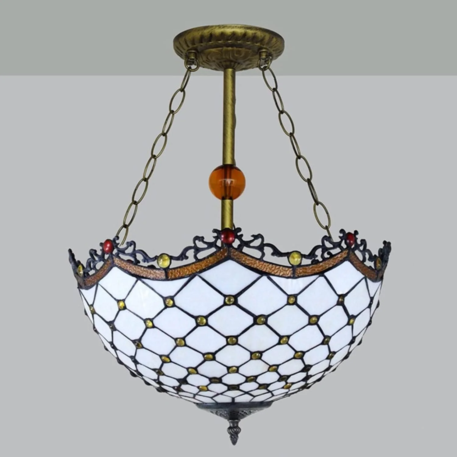 لوستر سقفی ال ای دی به سبک نوردیک GPERSGU، لوستر شیشه ای رنگی به سبک رترو، لوستر داخلی برای روشنایی اتاق نشیمن و اتاق خواب