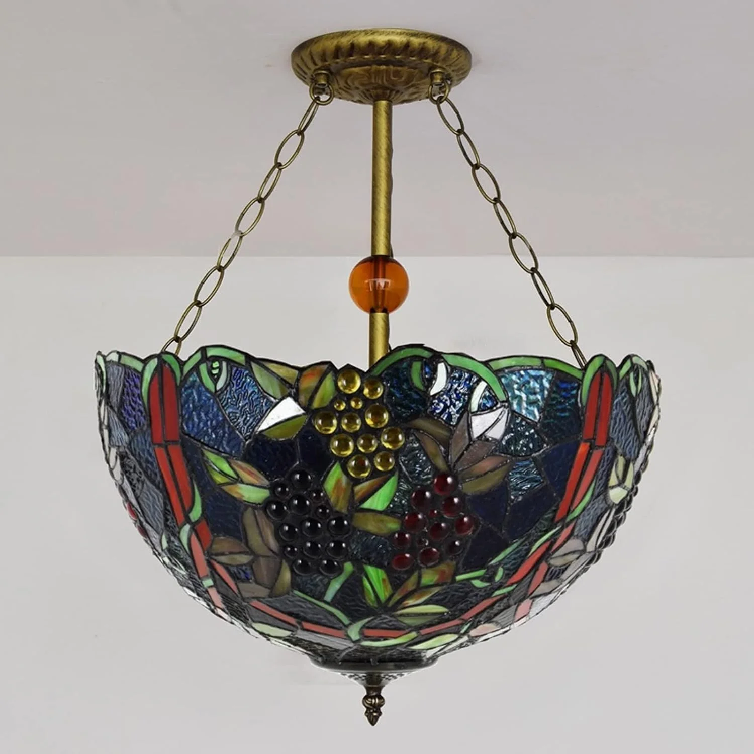 لوستر آویز سقفی بزرگ GPERSGU، سبک روستایی، لوستر انگور رترو با سایه شیشه ای رنگی برای خانه، اتاق نشیمن، رستوران، بار، هتل